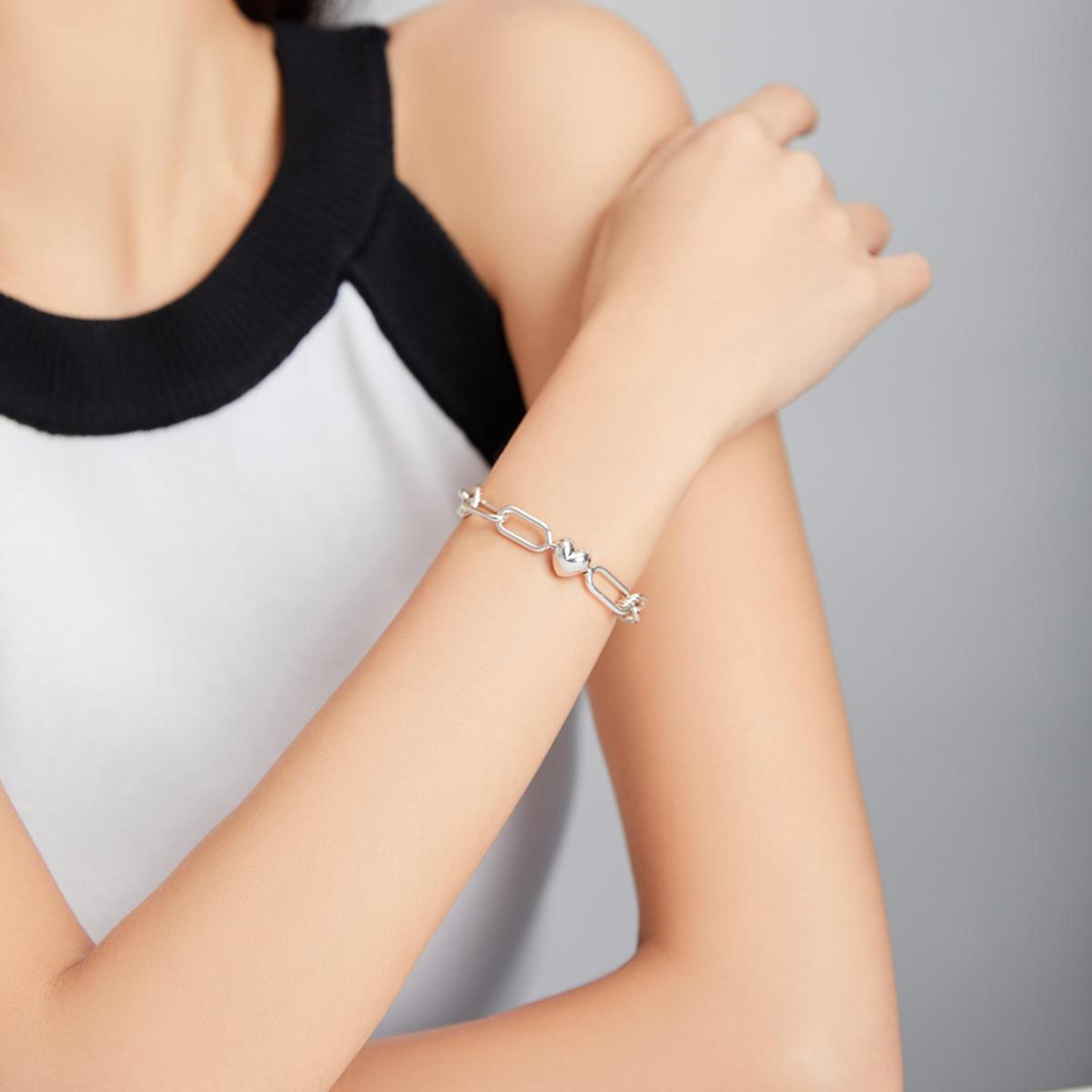 Sterling Silver Paperclip Love Bracelet Elegant Womens Jewelry Gift 1