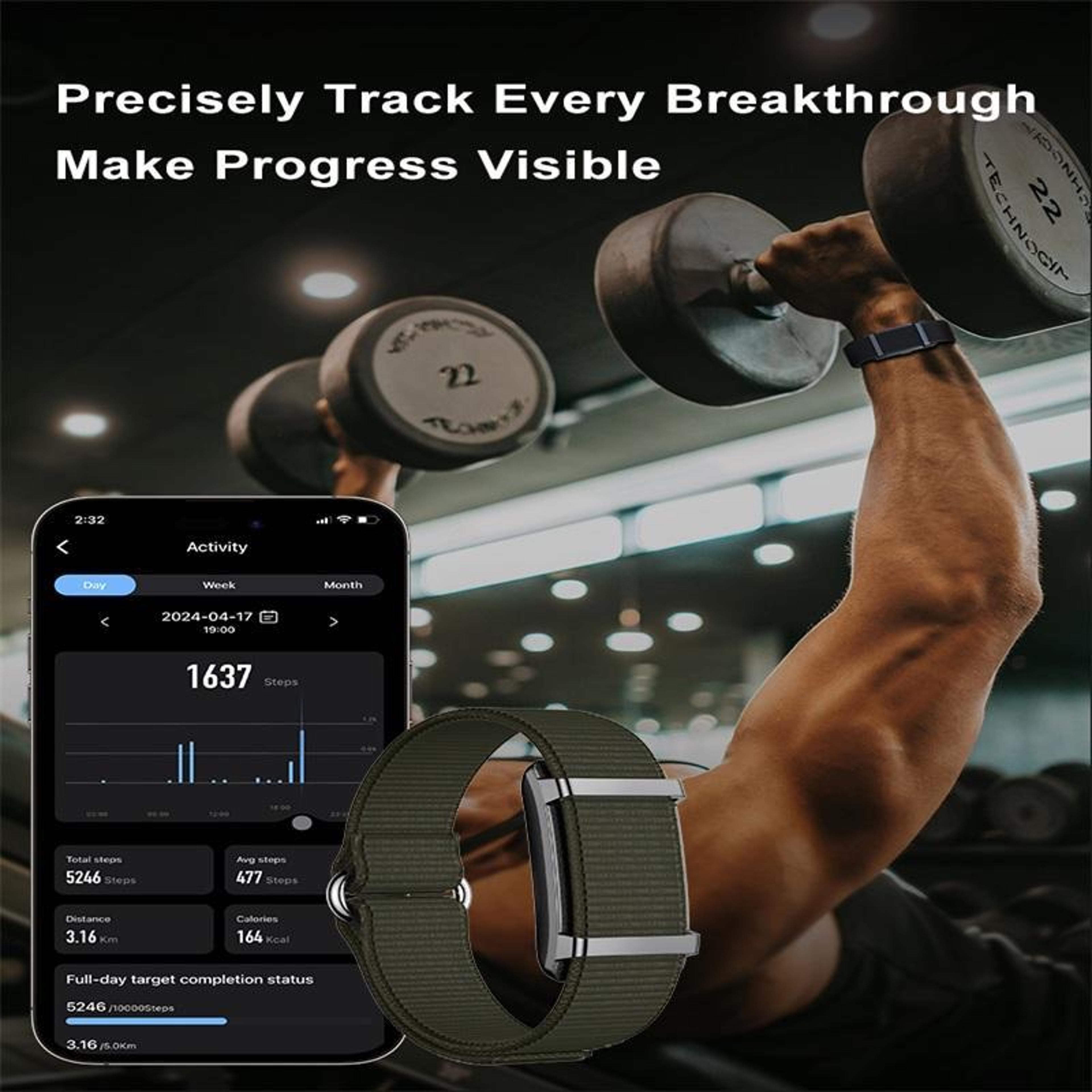 Y25 Screenless Smart Bracelet With Nylon Strap Fitness Tracker Heart Rate Monitor 4