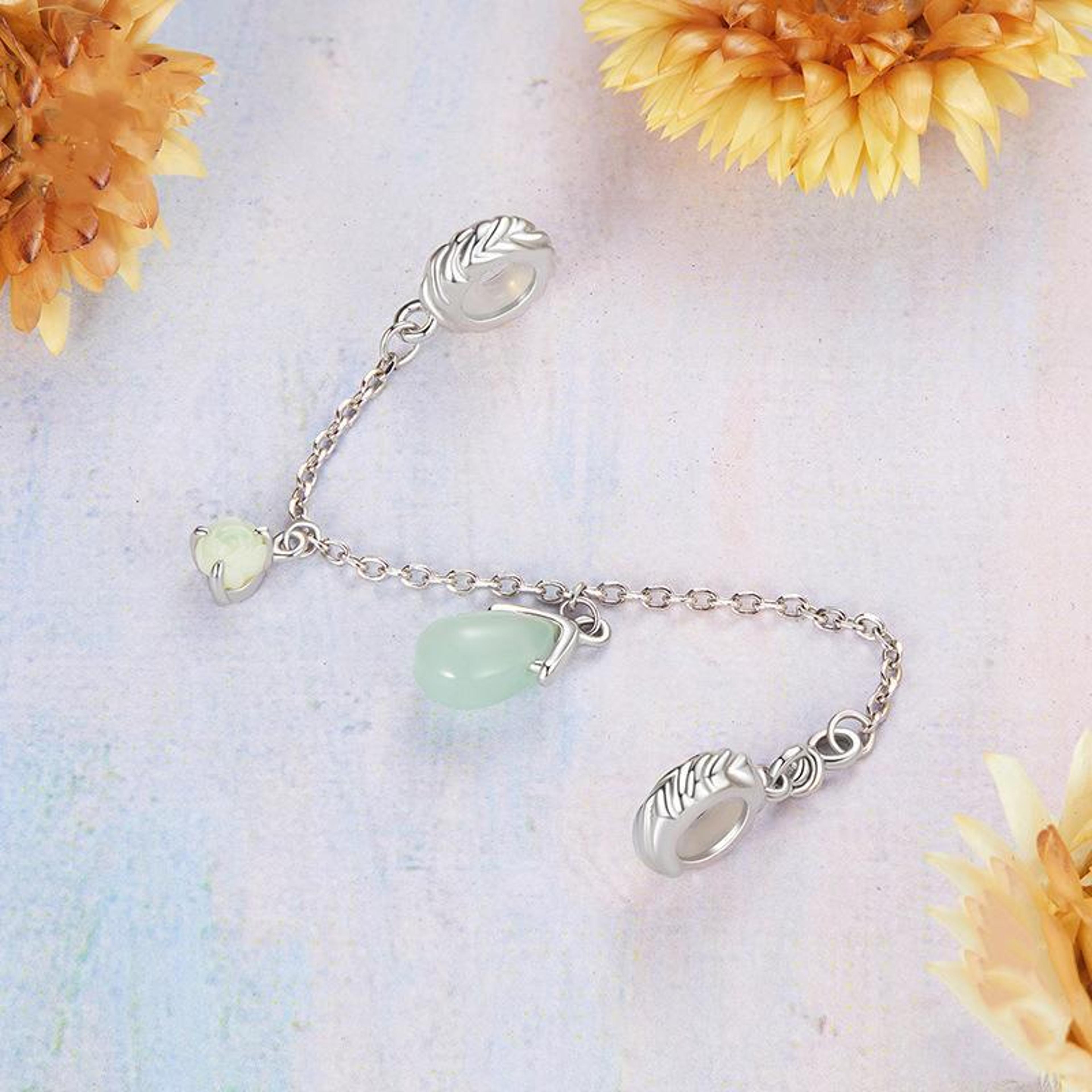 Silver Safety Chain Water Drop Charm Bracelet Connector Bead 1