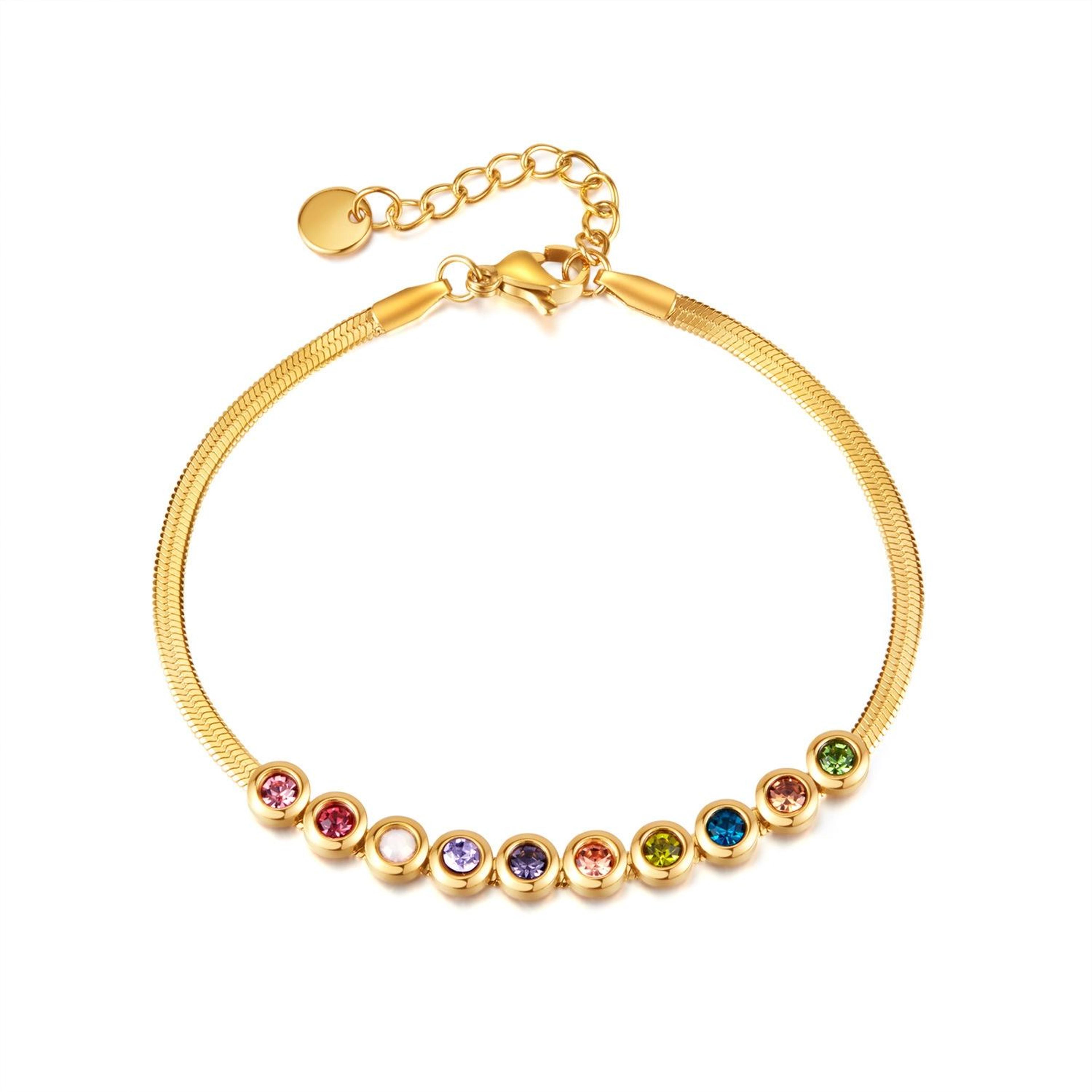 Colorful Zirconia Bracelet Stainless Steel Flat Chain Bracelet For Women And Men 5