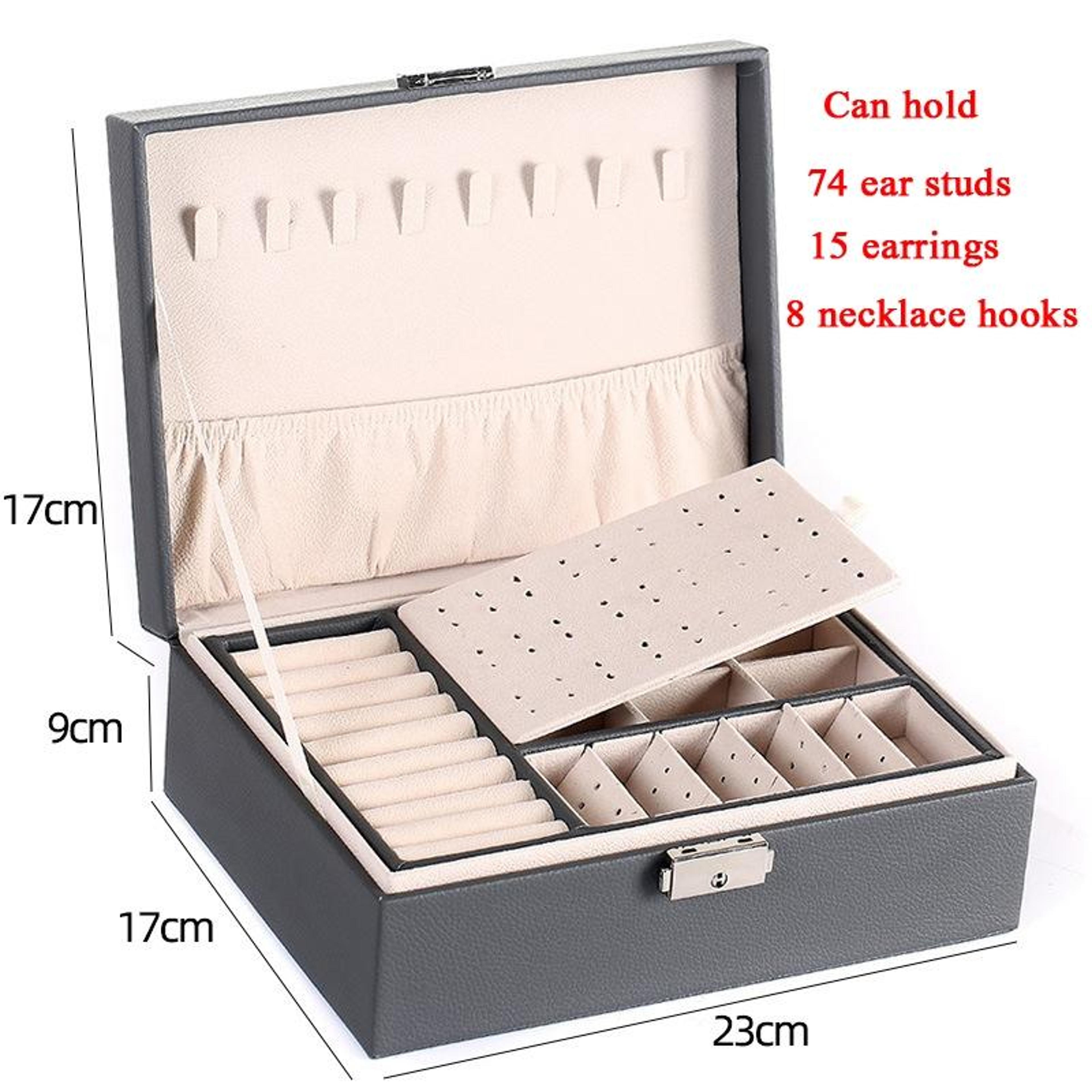 Double Layer Jewelry Box With Lock Premium PU Leather Jewelry Storage Organizer 2