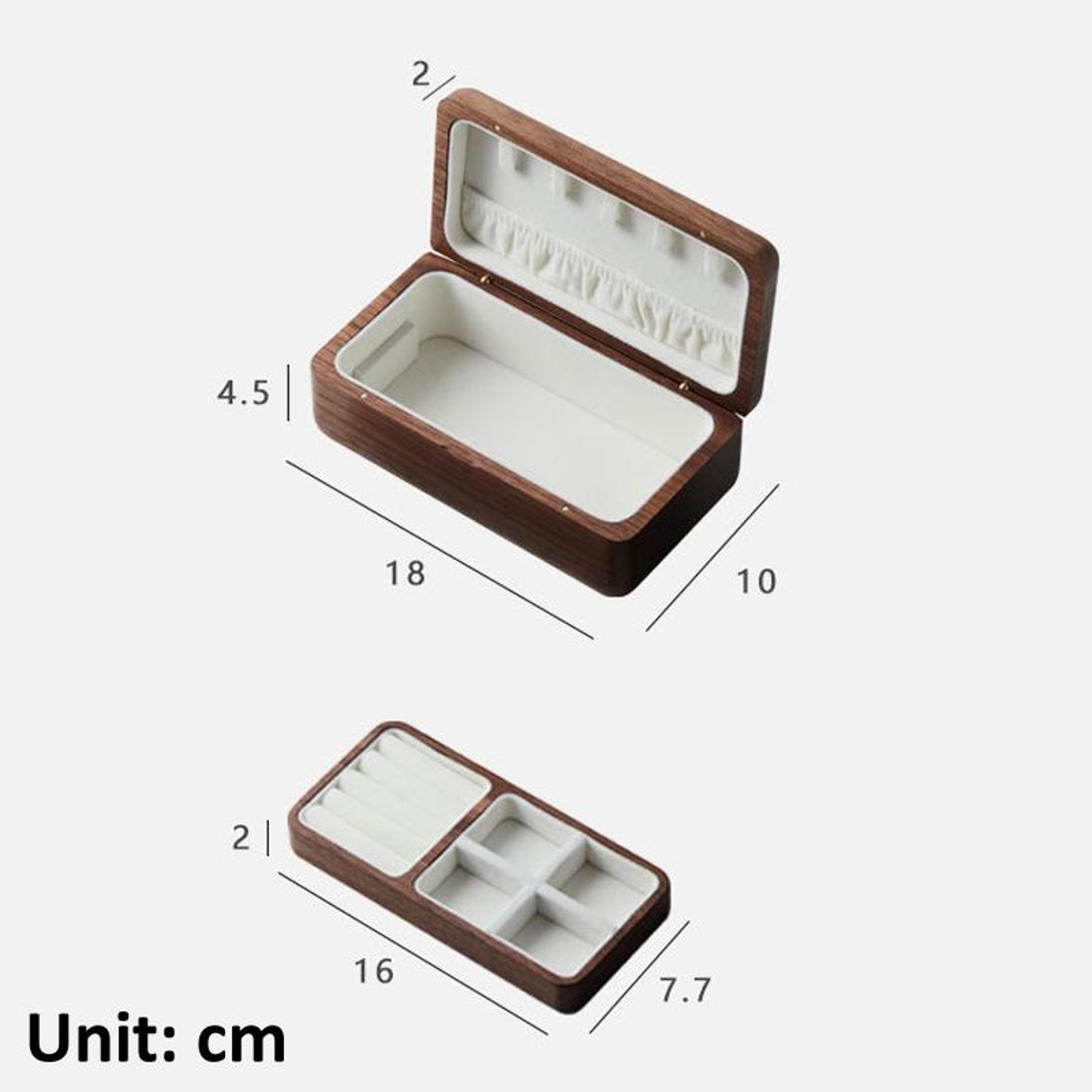 Black Walnut Wooden Jewelry Box Double Layer Jewelry Organizer With Velvet Lining 4