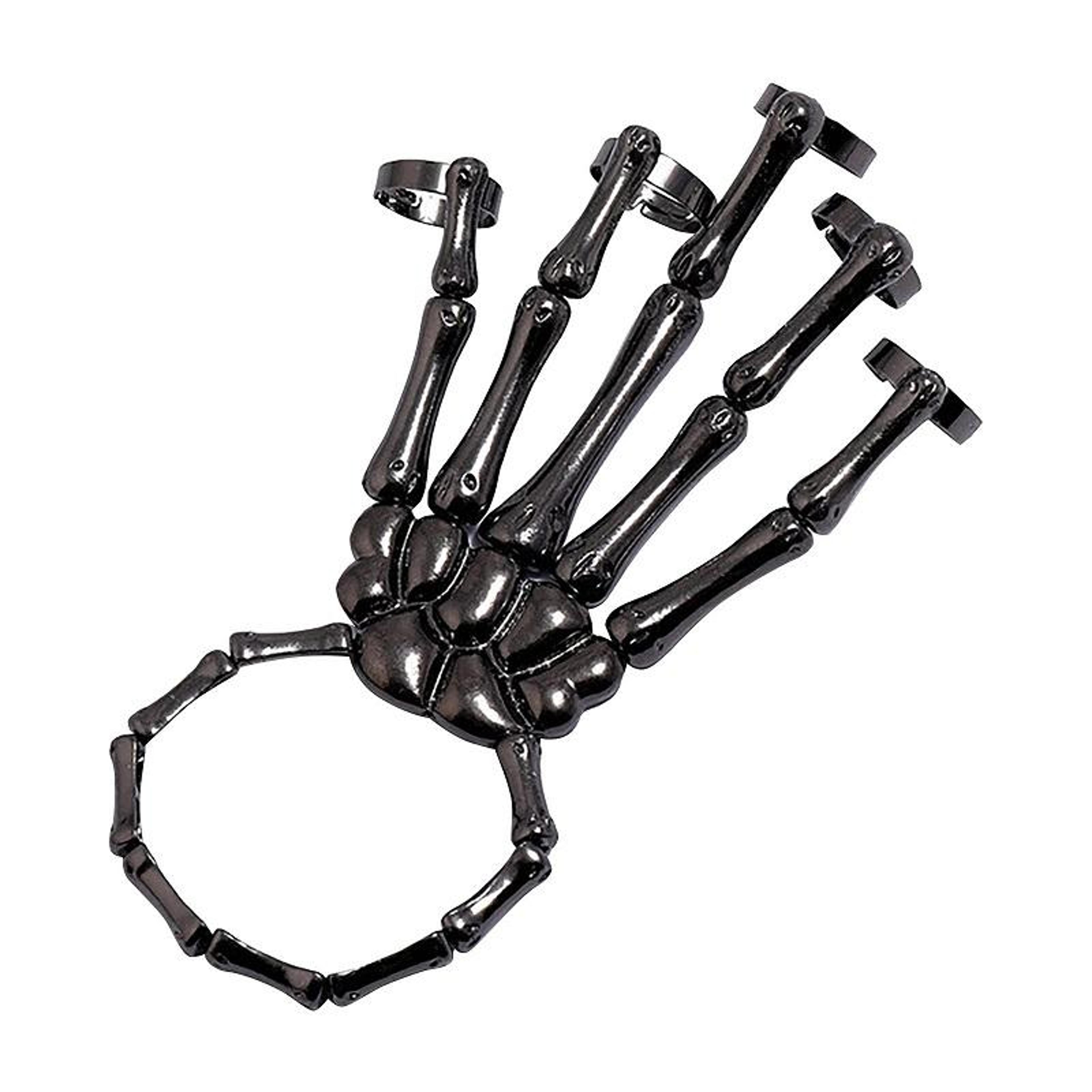 Punk Skull Hand Bone Five Finger Ring Adjustable Skull Ring Gothic Jewelry 6