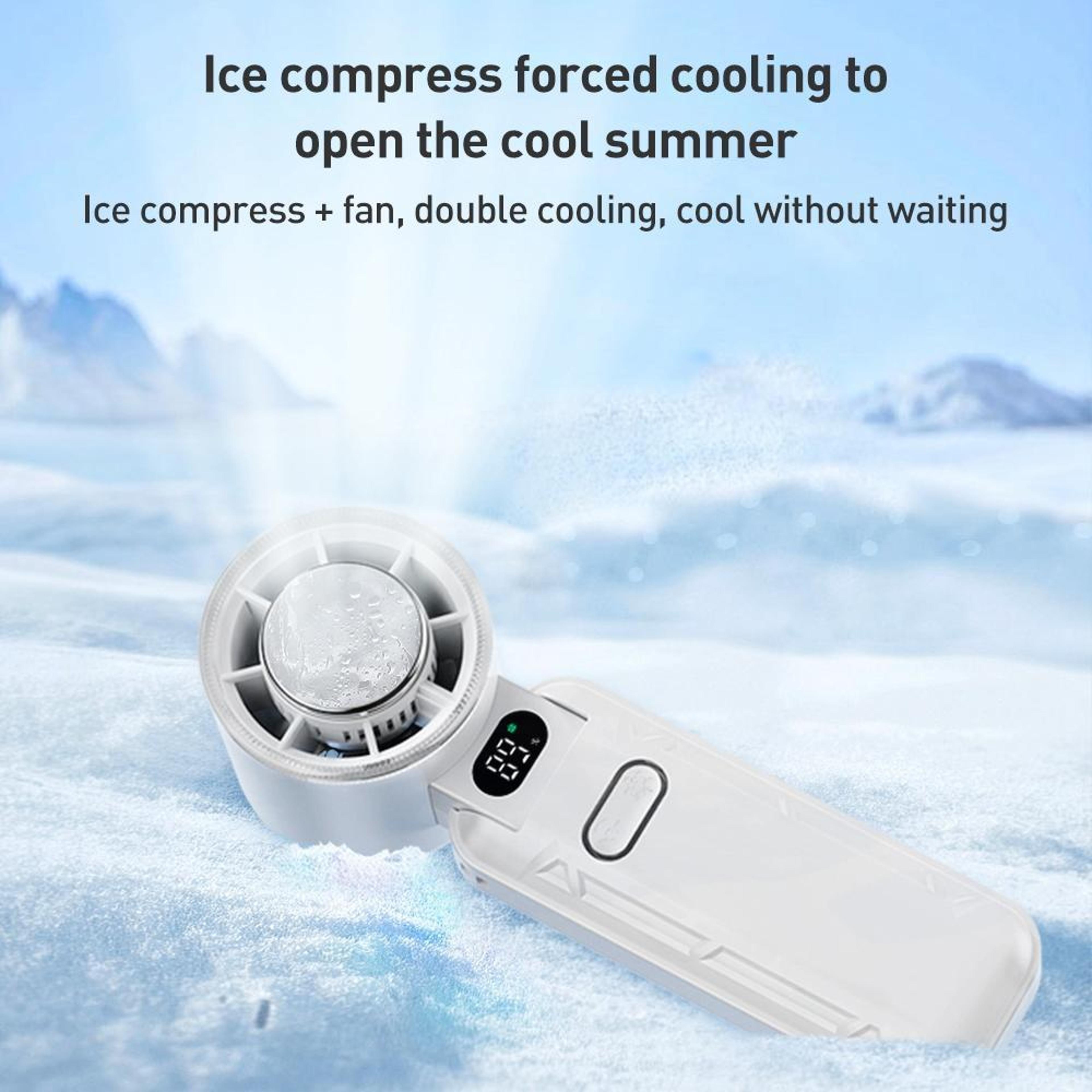Portable Folding Handheld Fan With Ice Cooling Rechargeable Mini Fan And Type C Charging 7