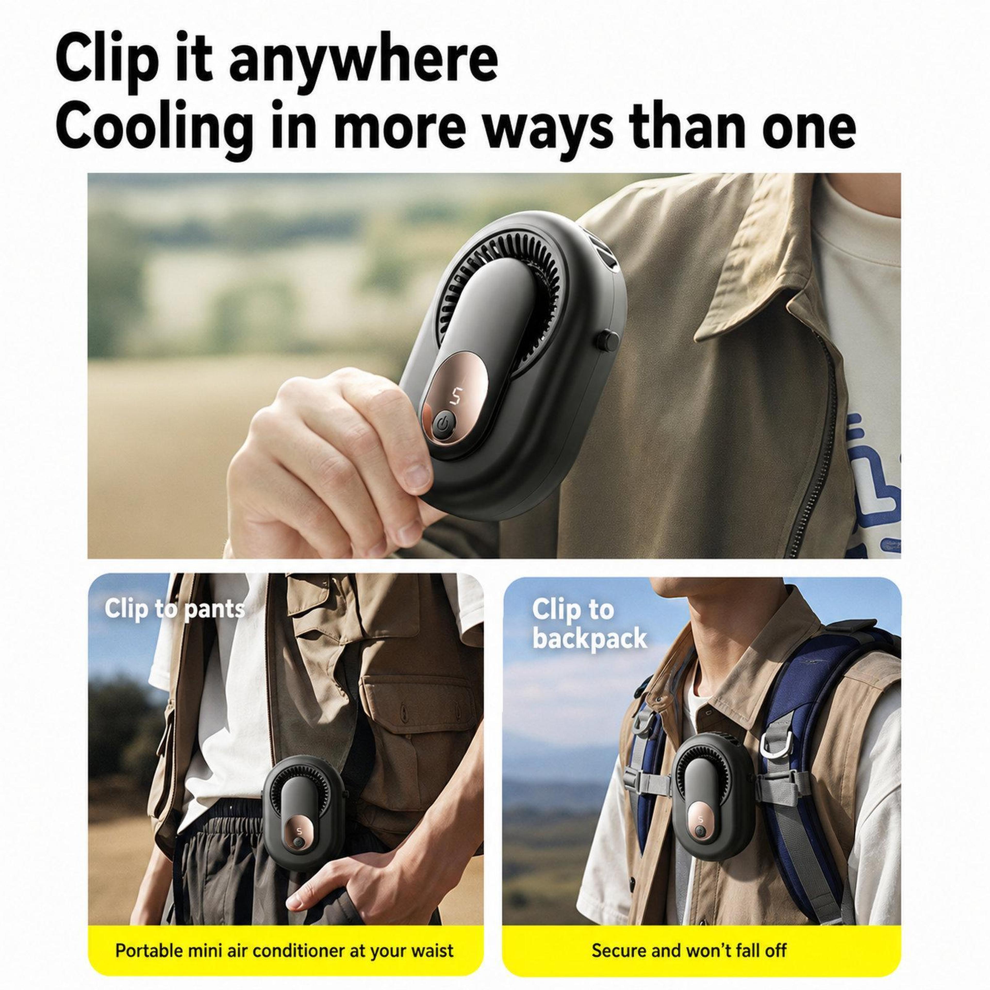 Y10 Portable Waist Fan Rechargeable Wearable Neck Fan With Power Display And 5 Speed Personal Cooli 6