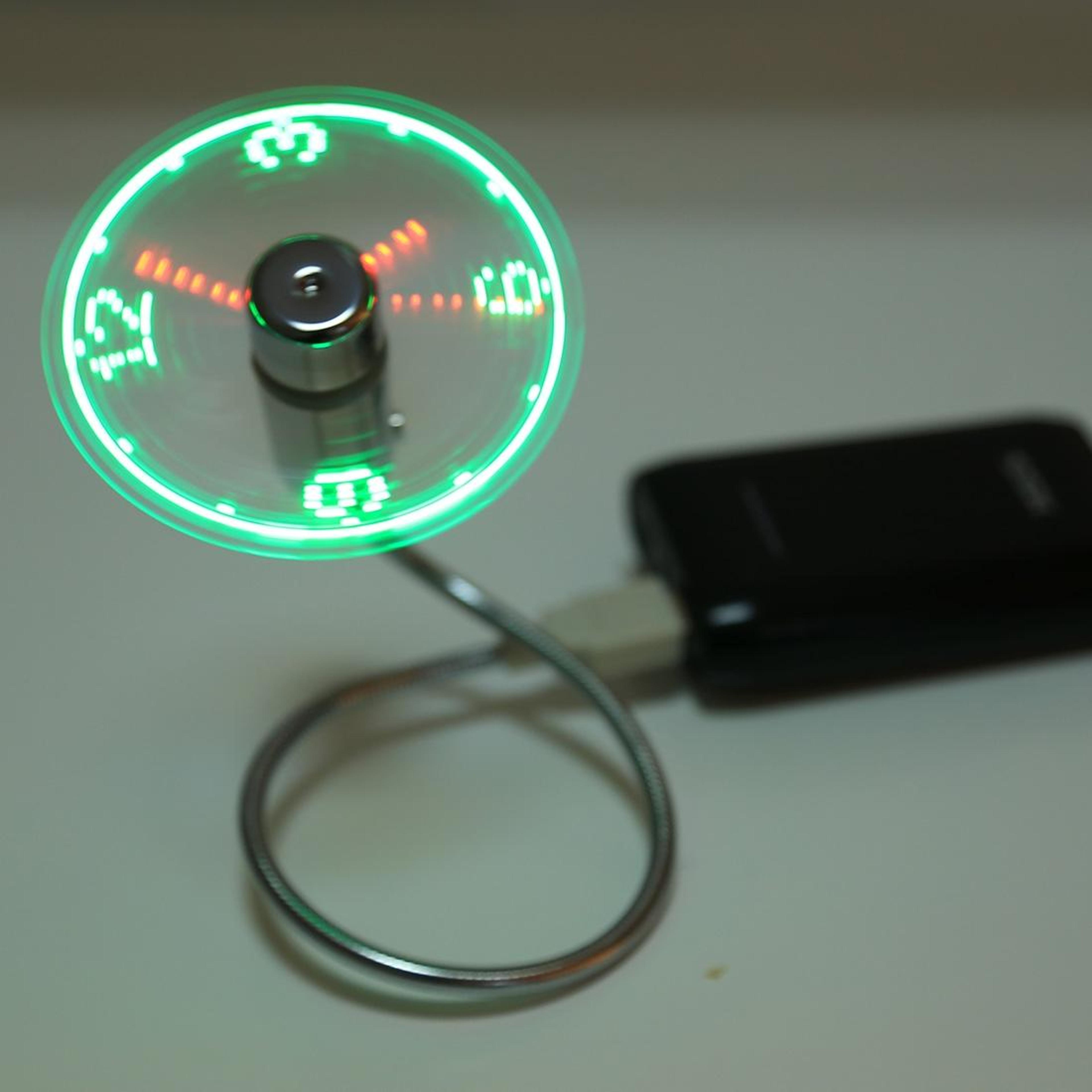 USB Clock Fan With LED Time Display Flexible USB LED Fan For Laptop PC Office 0