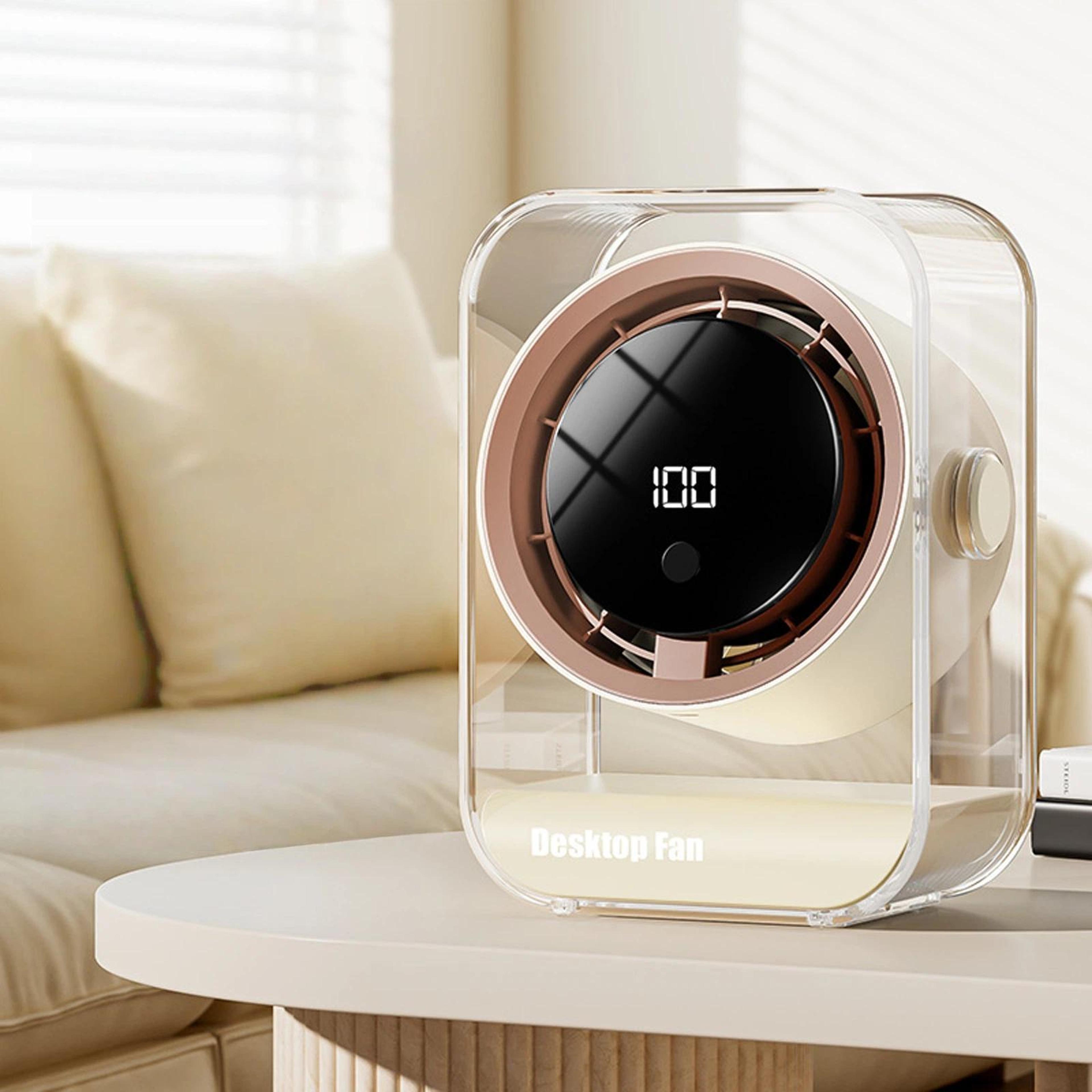 f15 portable desk fan with digital display rechargeable office desk fan and smart timer