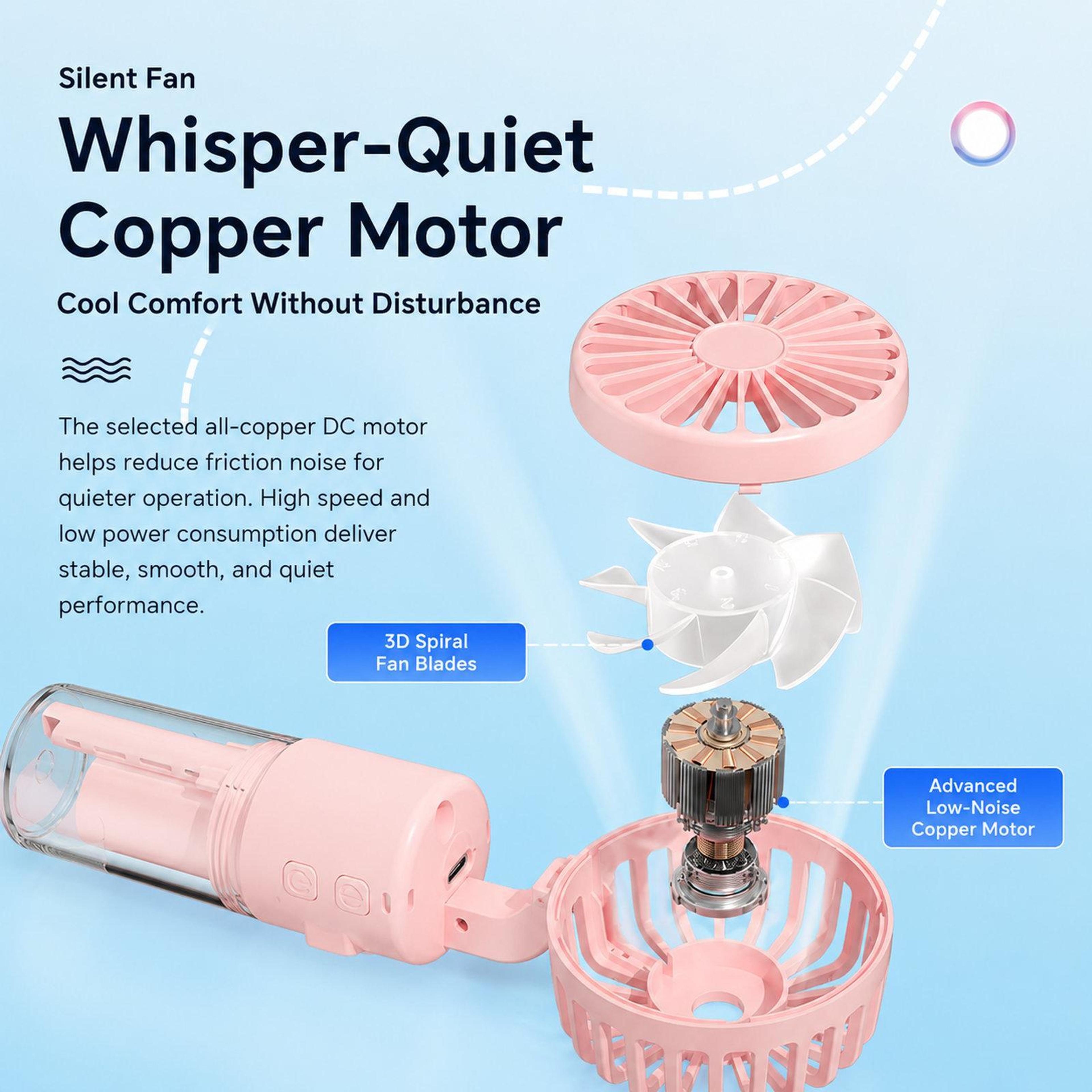Handheld Misting Fan Portable Water Spray Fan Rechargeable Mini Personal Cooling Fan With Neck Stra 6