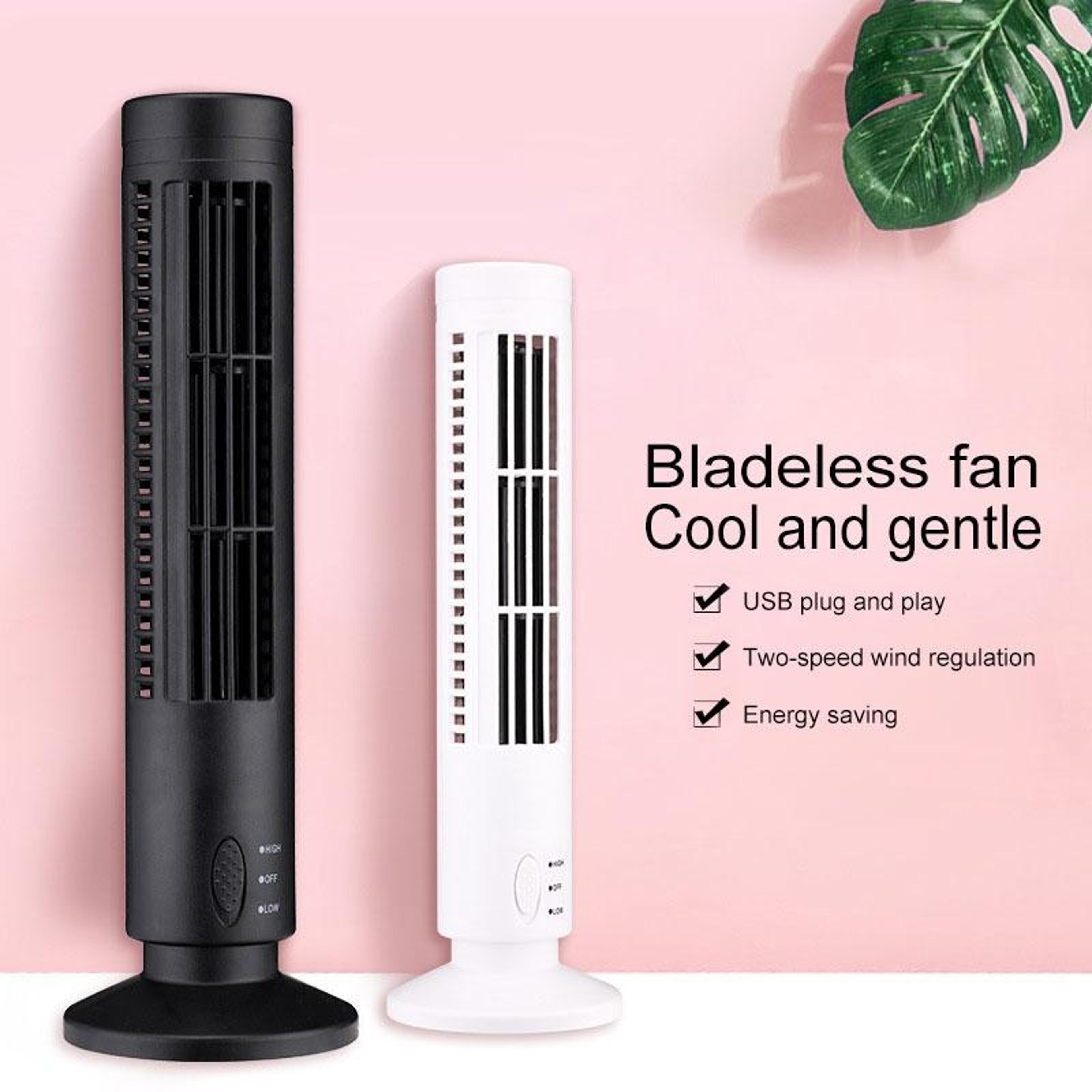 Portable USB Tower Fan Leafless Desk Fan With 2 Speed Cooling 6
