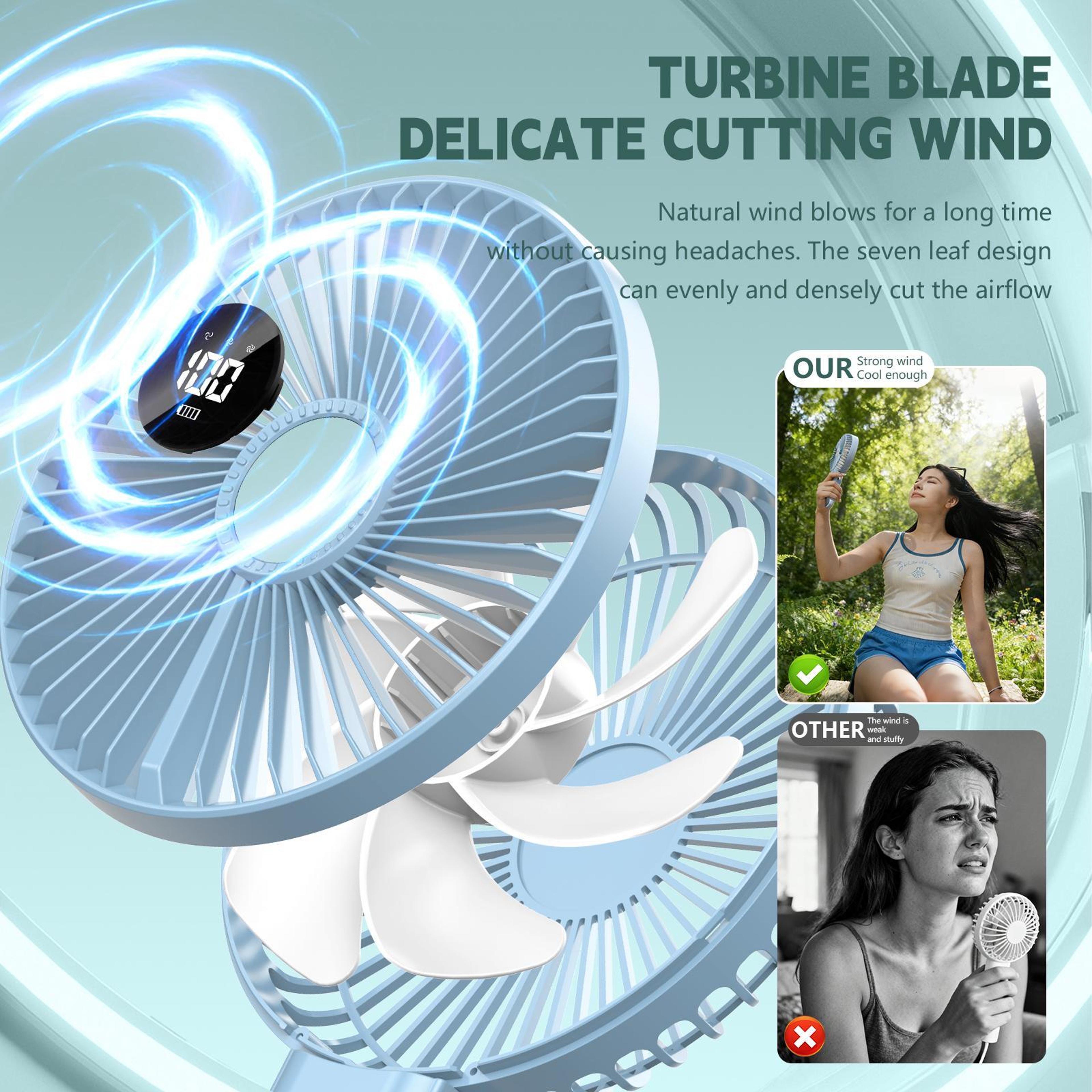 F7 Portable Handheld Fan Foldable Rechargeable Fan With LED Display And 5Speed Cooling 3