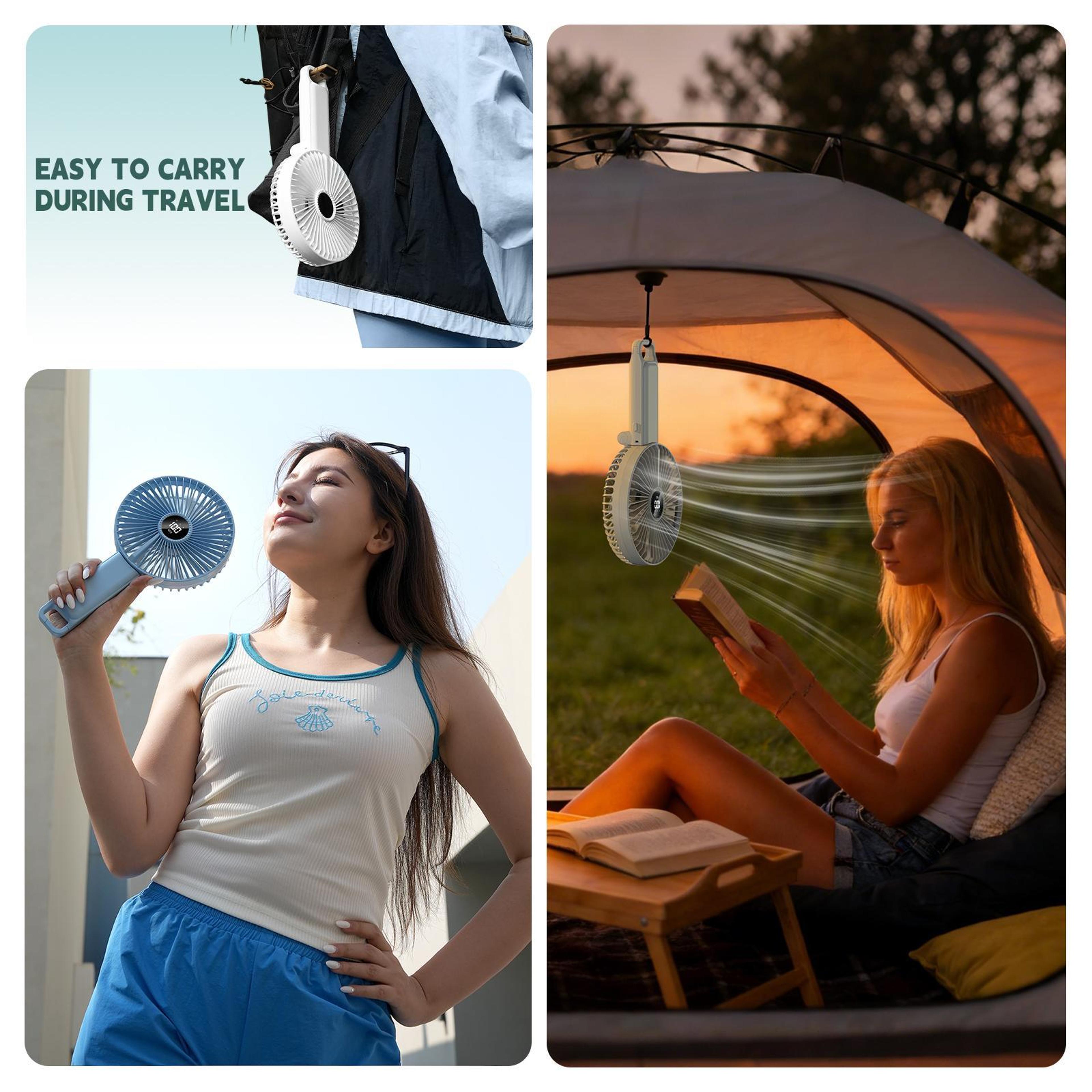 F7 Portable Handheld Fan Foldable Rechargeable Fan With LED Display And 5Speed Cooling 7