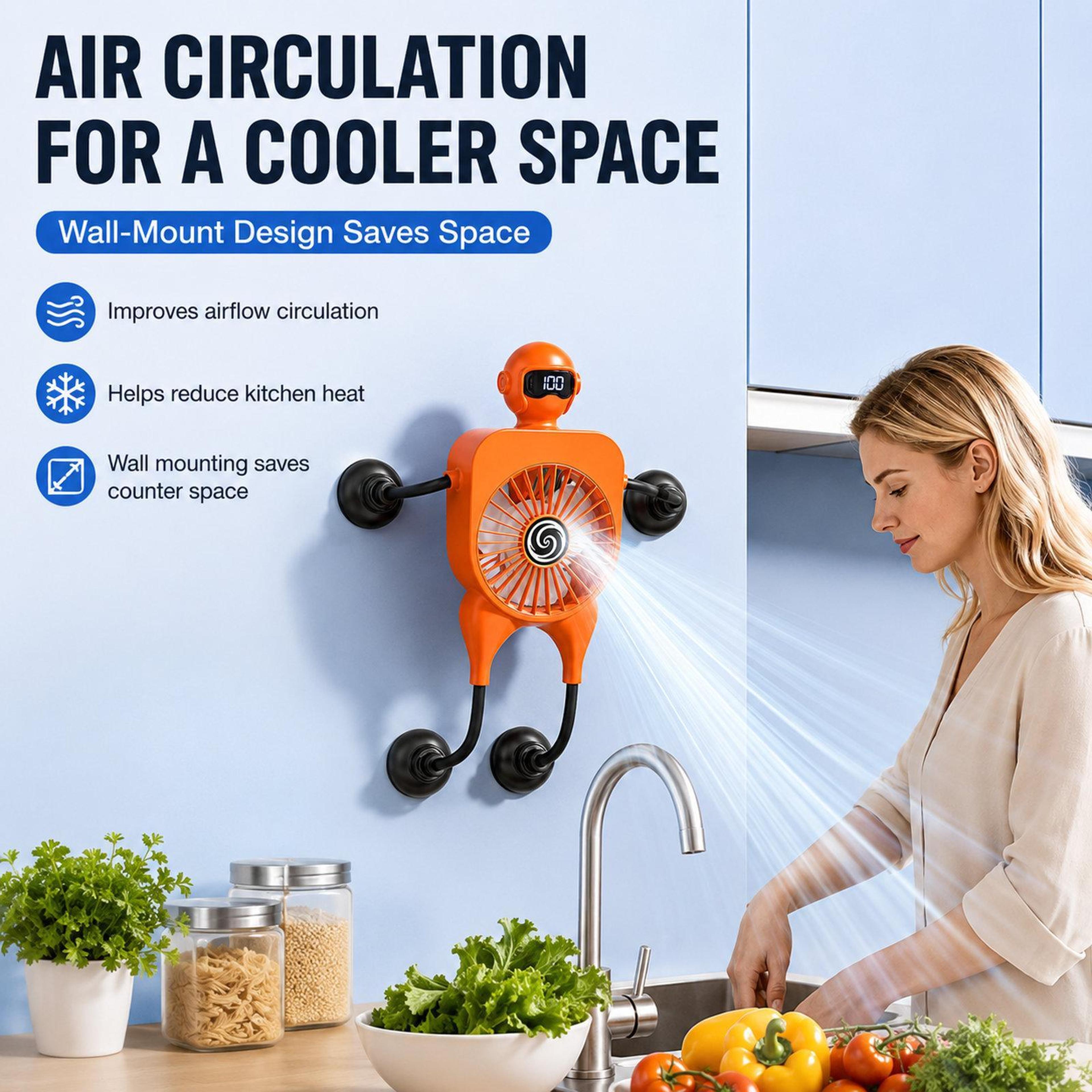 F17 Portable Desk Fan With Digital Display 100 Speed Levels And Suction Cup Fan Mount 9