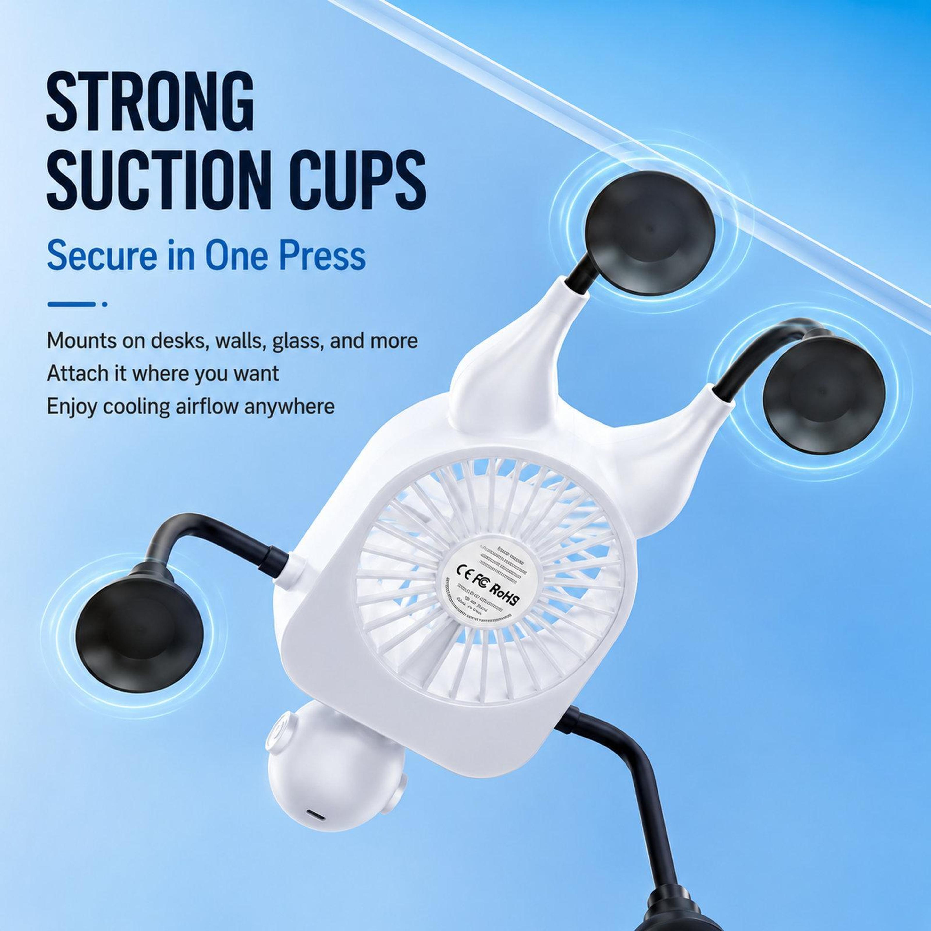 F17 Portable Desk Fan With Digital Display 100 Speed Levels And Suction Cup Fan Mount 13