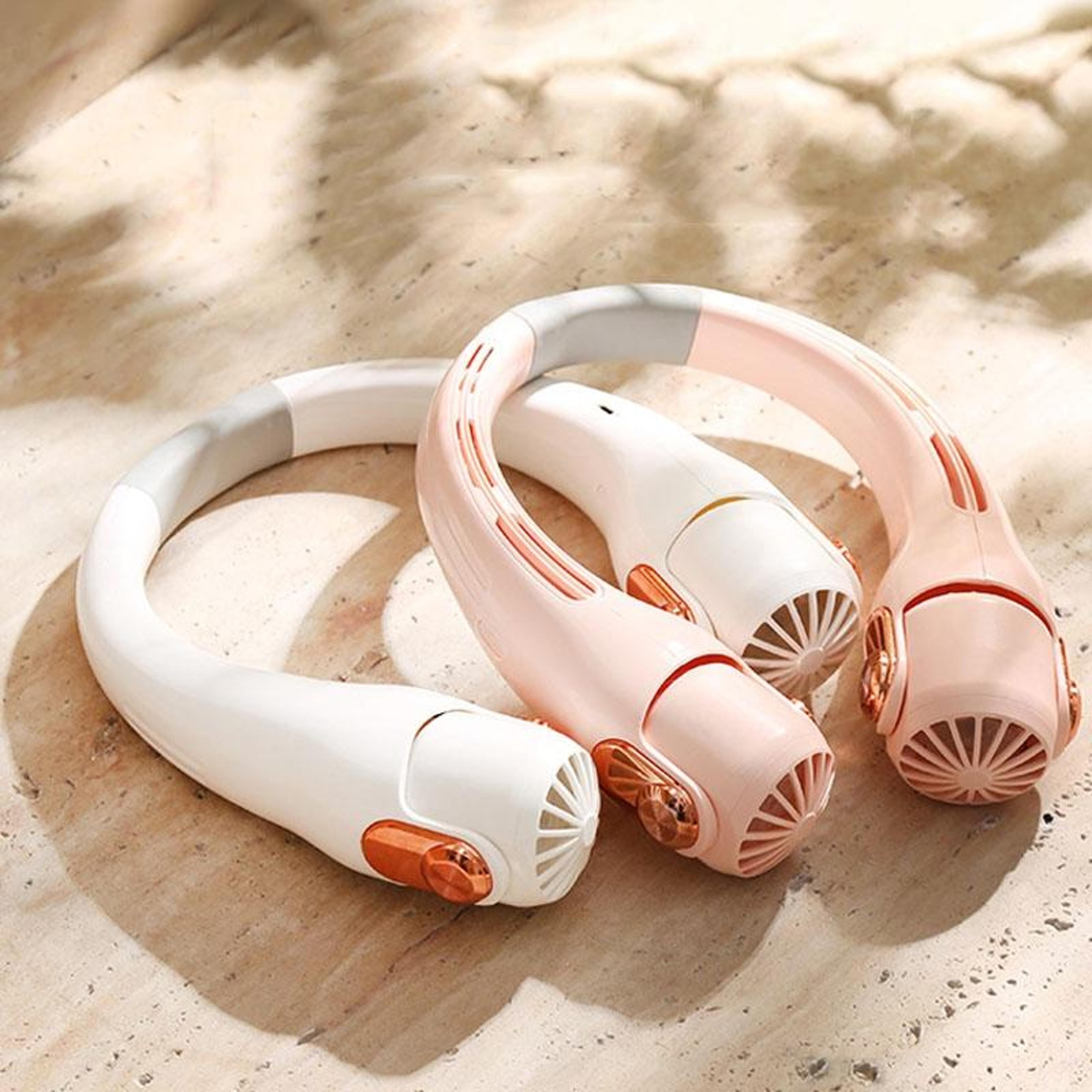 Mini Portable Neck Fan USB Rechargeable HandsFree Personal Cooling Fan With Adjustable Silicone Des 0