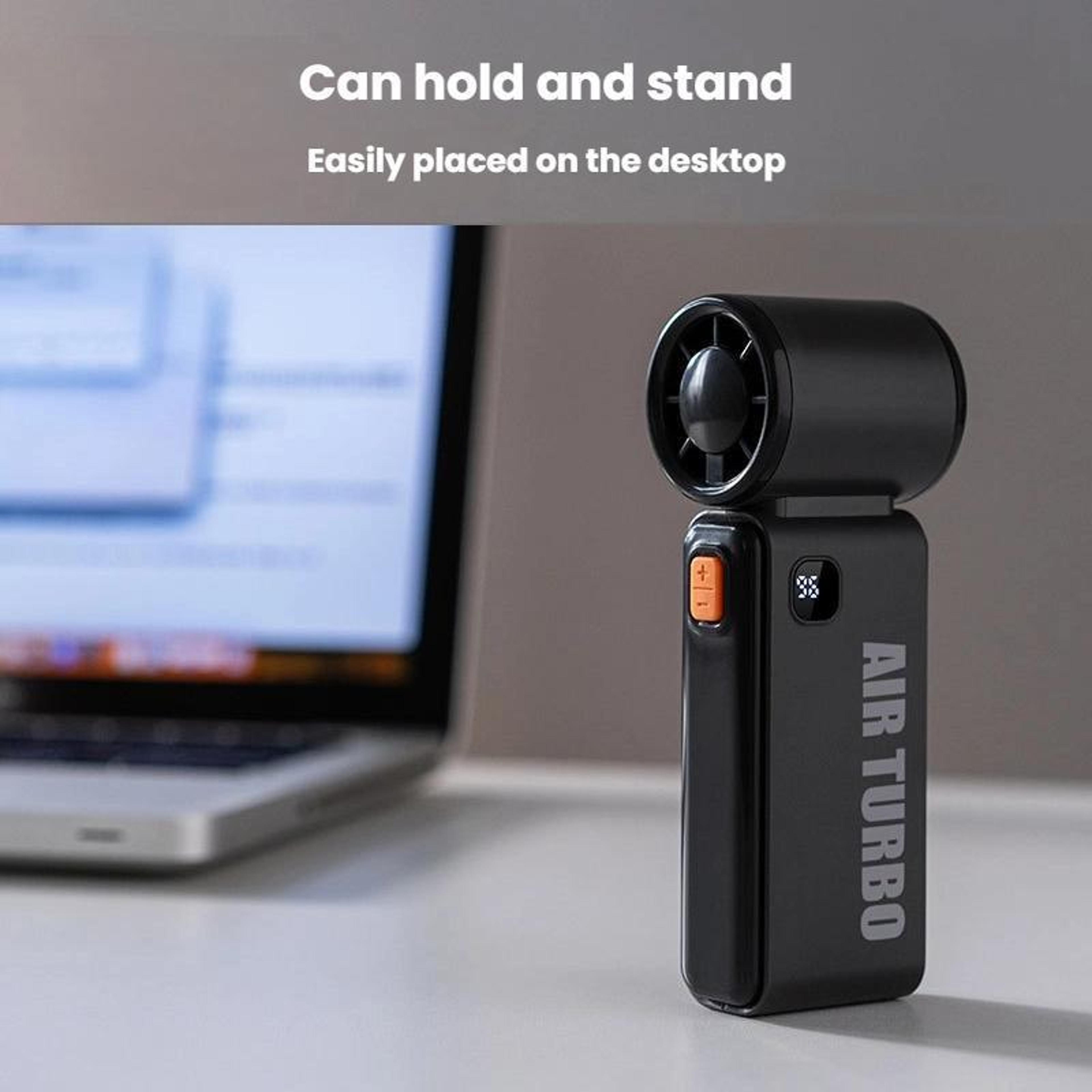 Portable High Speed Handheld Fan With Digital Display USB Rechargeable Personal Cooling Fan 4