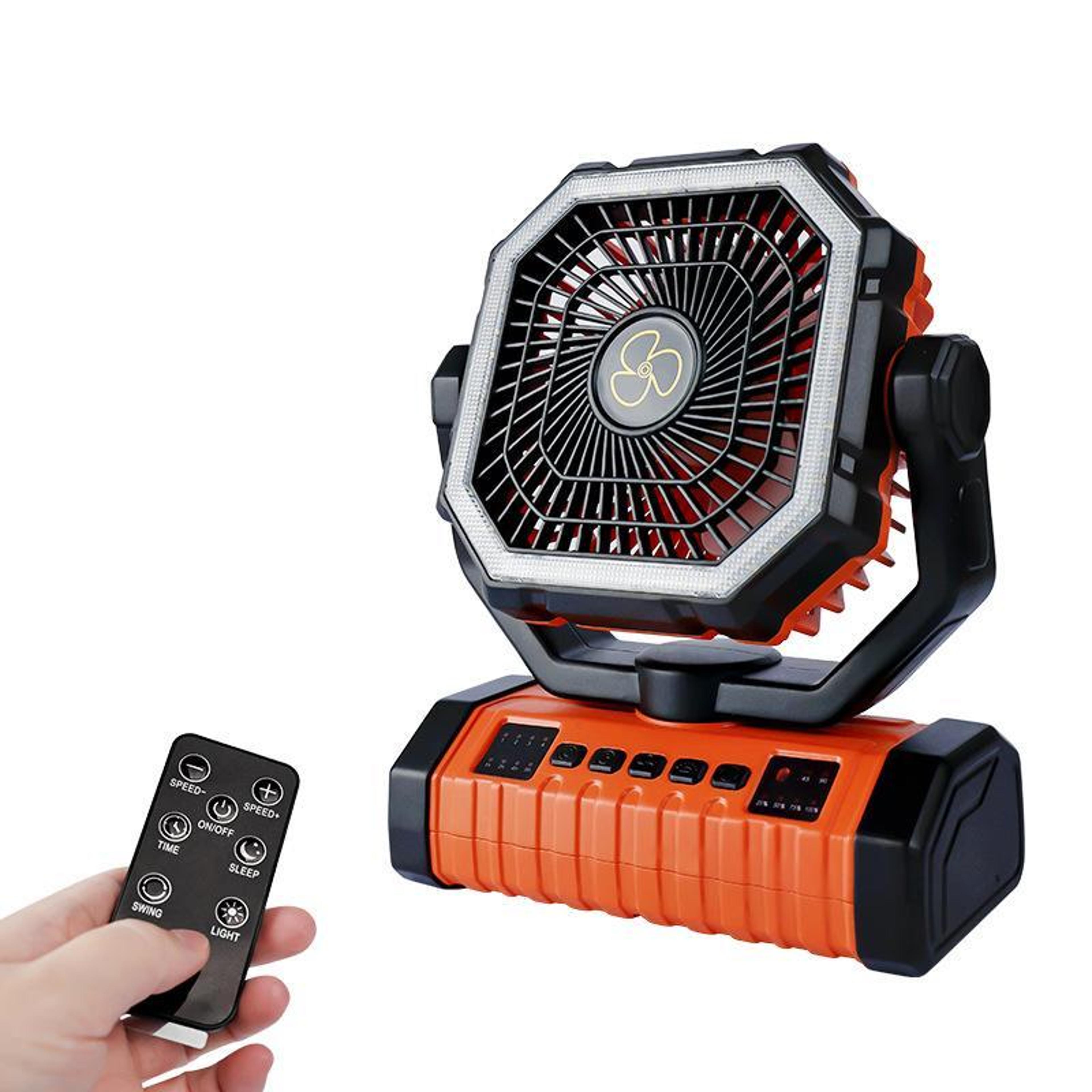 camping fan with led light portable rechargeable tent fan and power bank