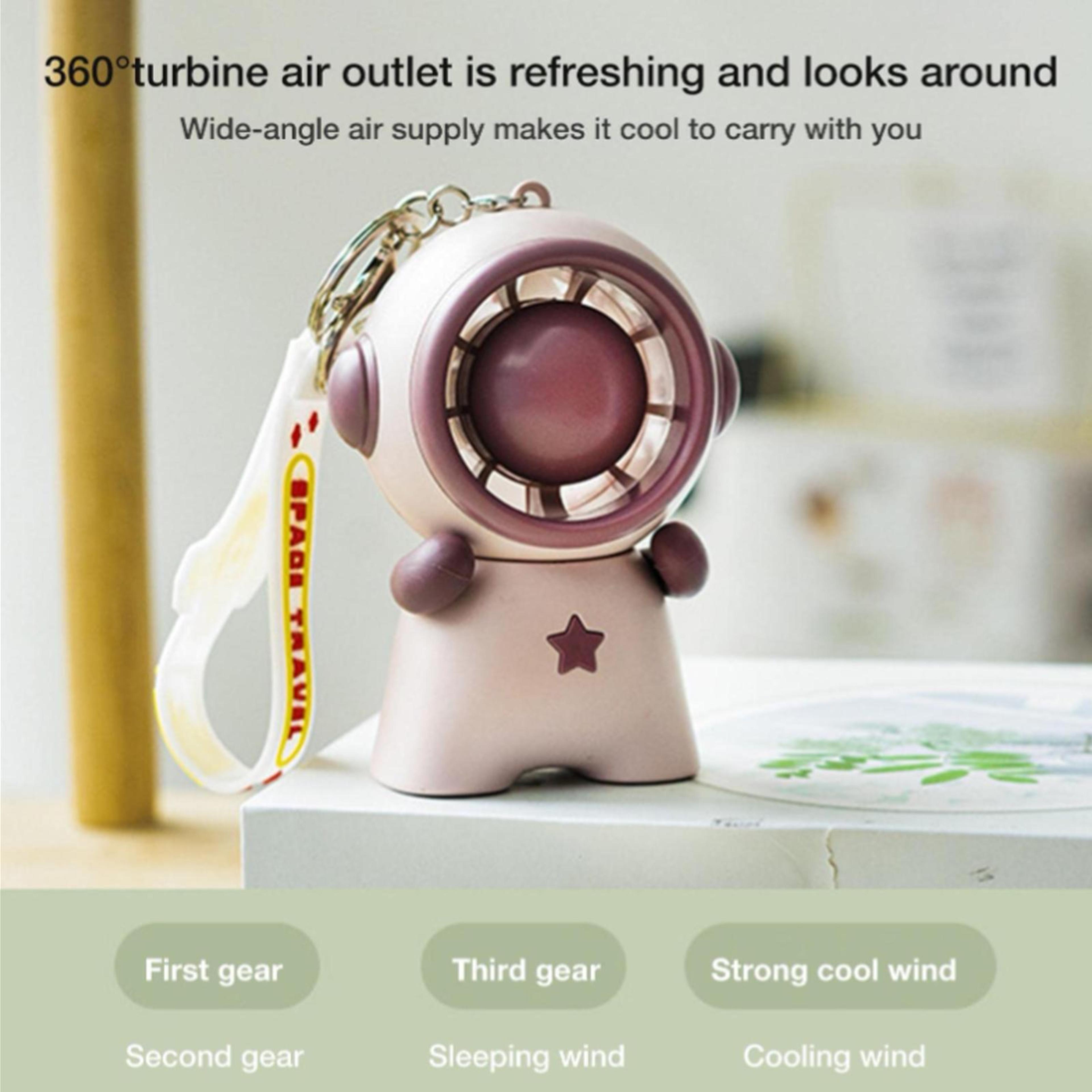 Portable Astronaut Mini Fan Keychain USB Rechargeable Handheld Cooling Fan With Lanyard 2