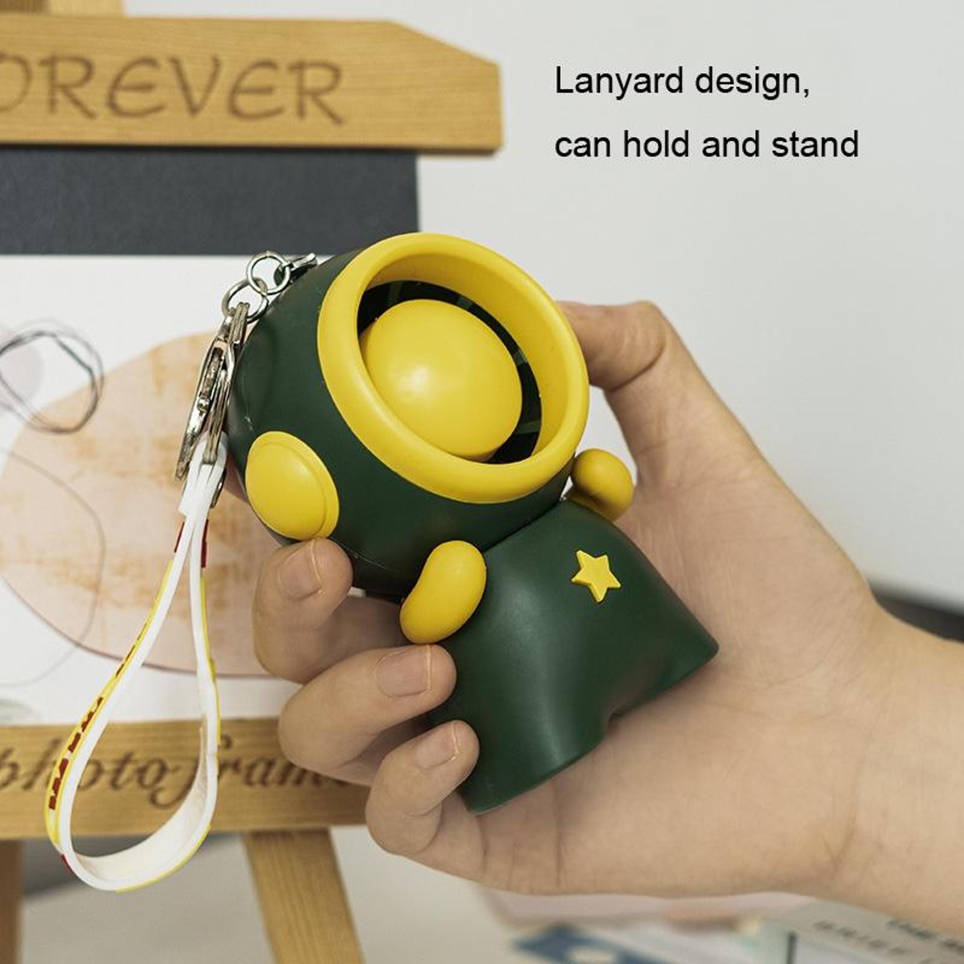 Portable Astronaut Mini Fan Keychain USB Rechargeable Handheld Cooling Fan With Lanyard 6