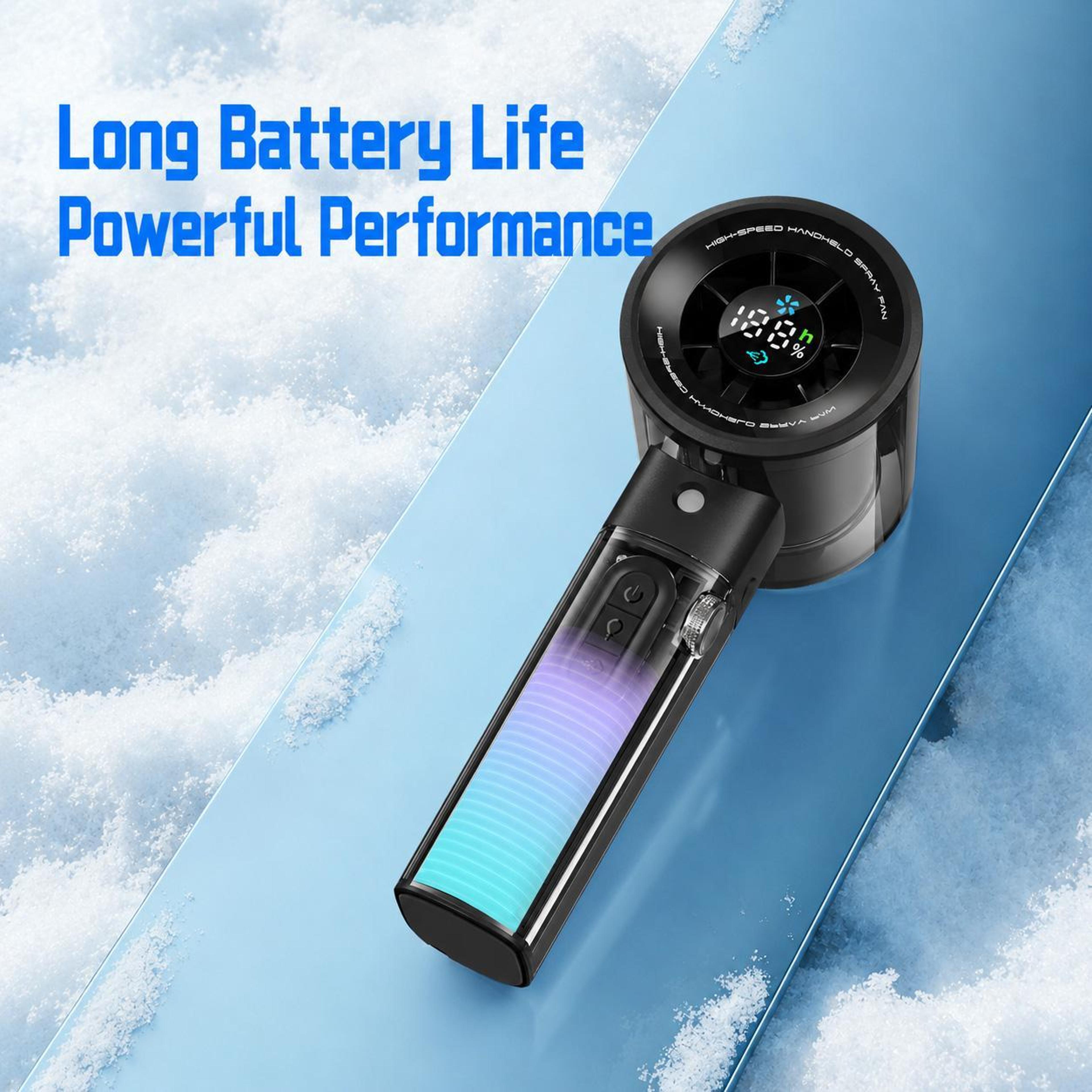 F3 Handheld Cooling Fan Portable Mini Fan With Misting Spray LED Display And Stepless Speed Control 8