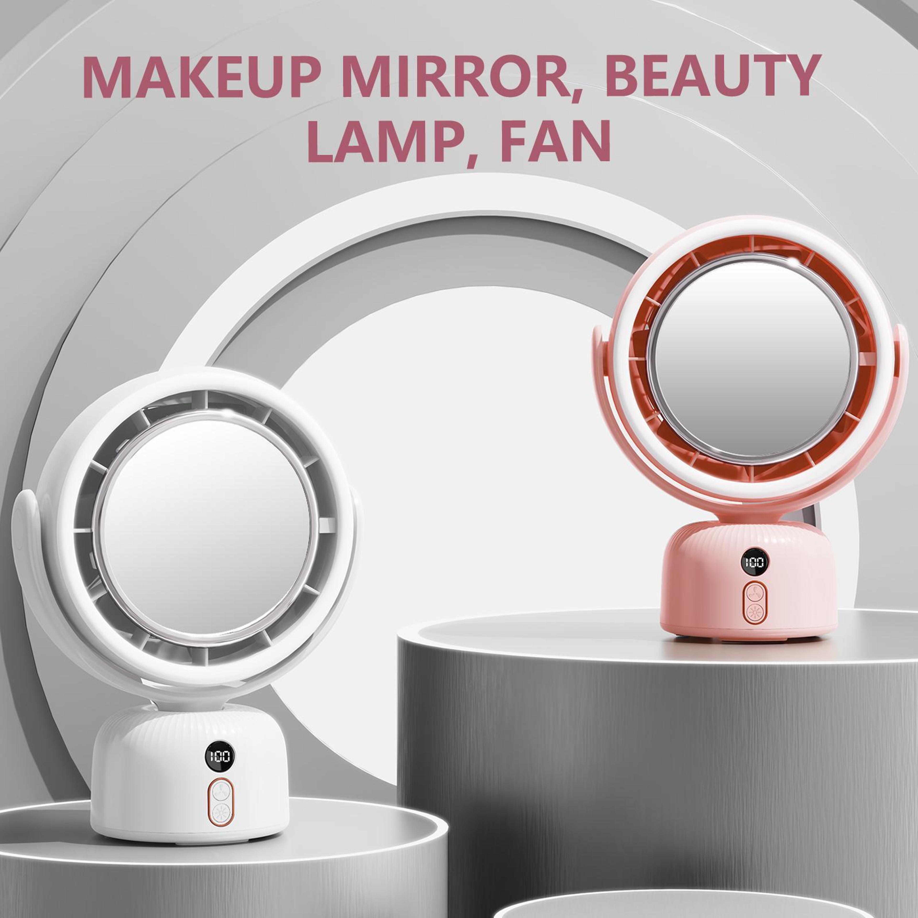 F2 Lighted Makeup Mirror With Desktop Fan Rechargeable Vanity Mirror With LED Fill Light 6