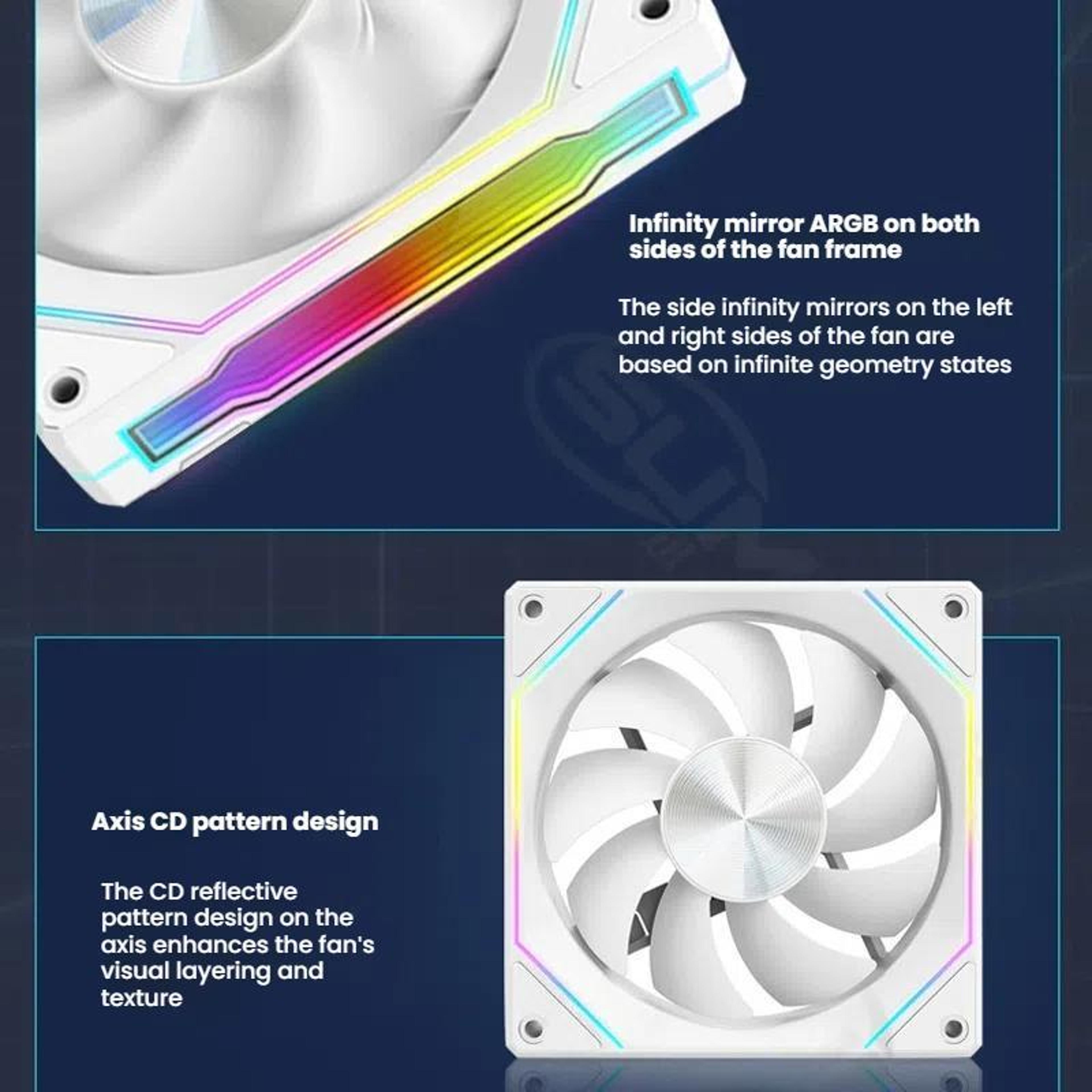 Infinity Mirror ARGB PC Fan PWM Cooling Fan With Ultra Quiet Thermal Control 2