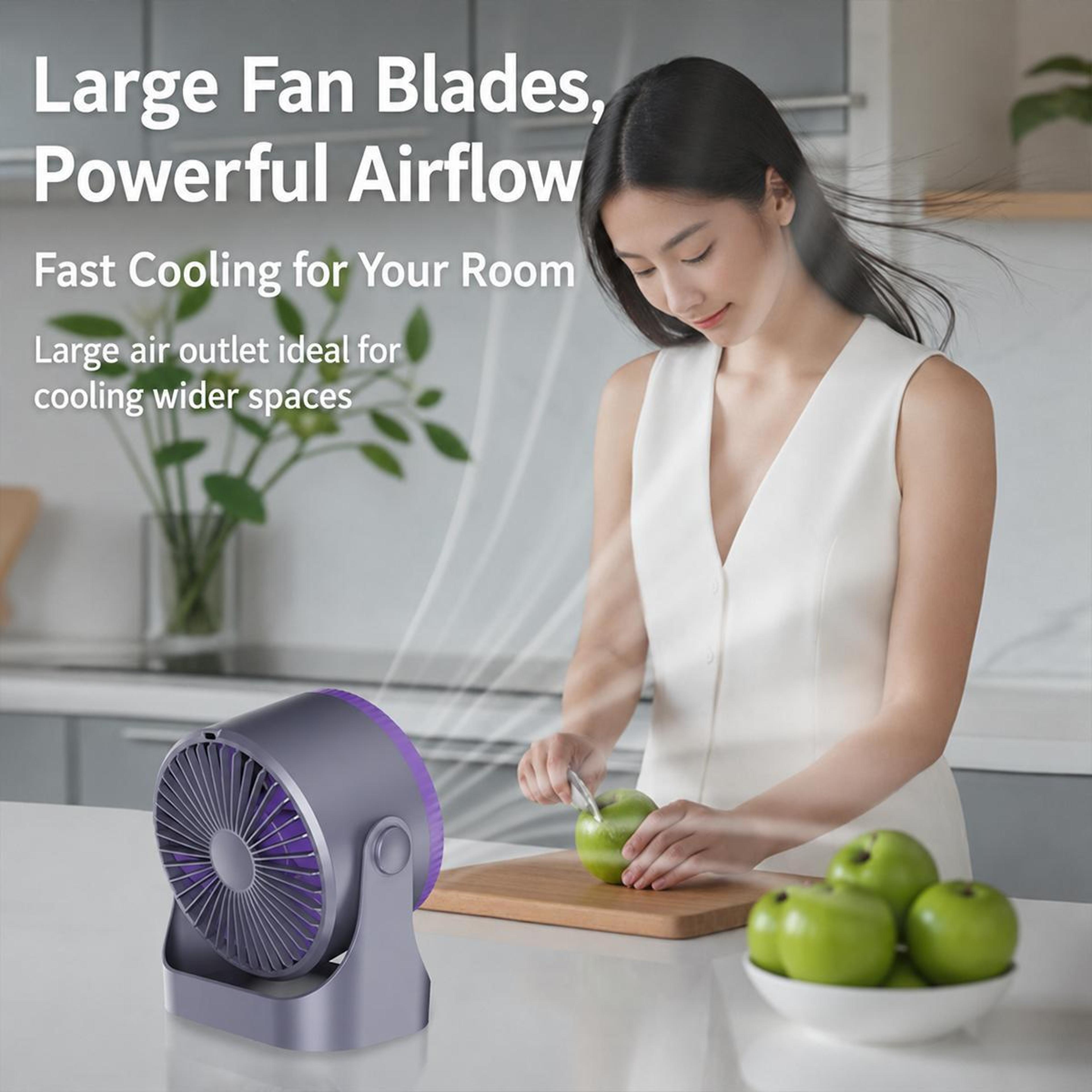 Dual Duct Desktop Circulating Fan With Digital Display USB Rechargeable Portable Desk Fan 20