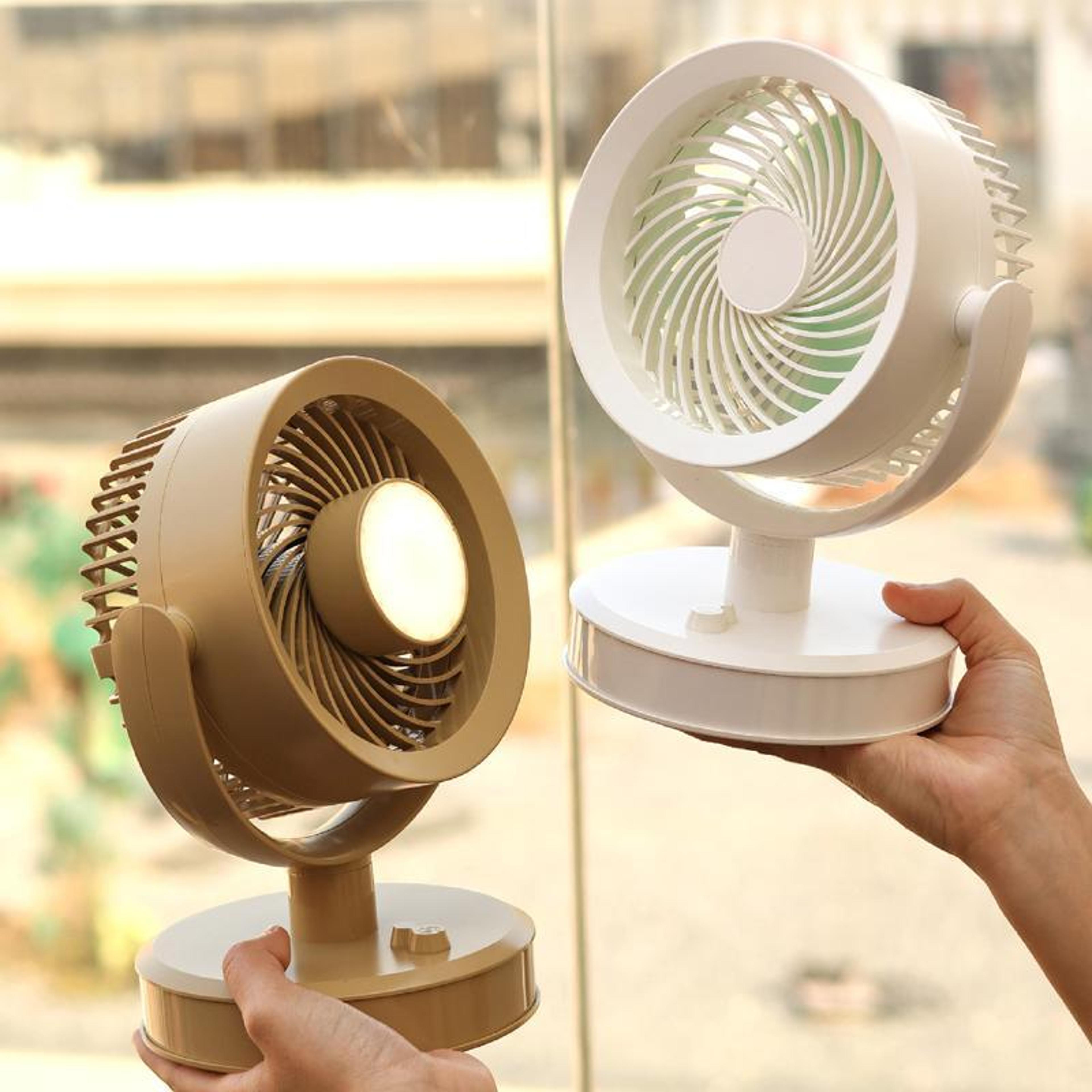 Portable Desk Fan USB Rechargeable Mini Table Fan With Adjustable Airflow And Warm Night Light 0