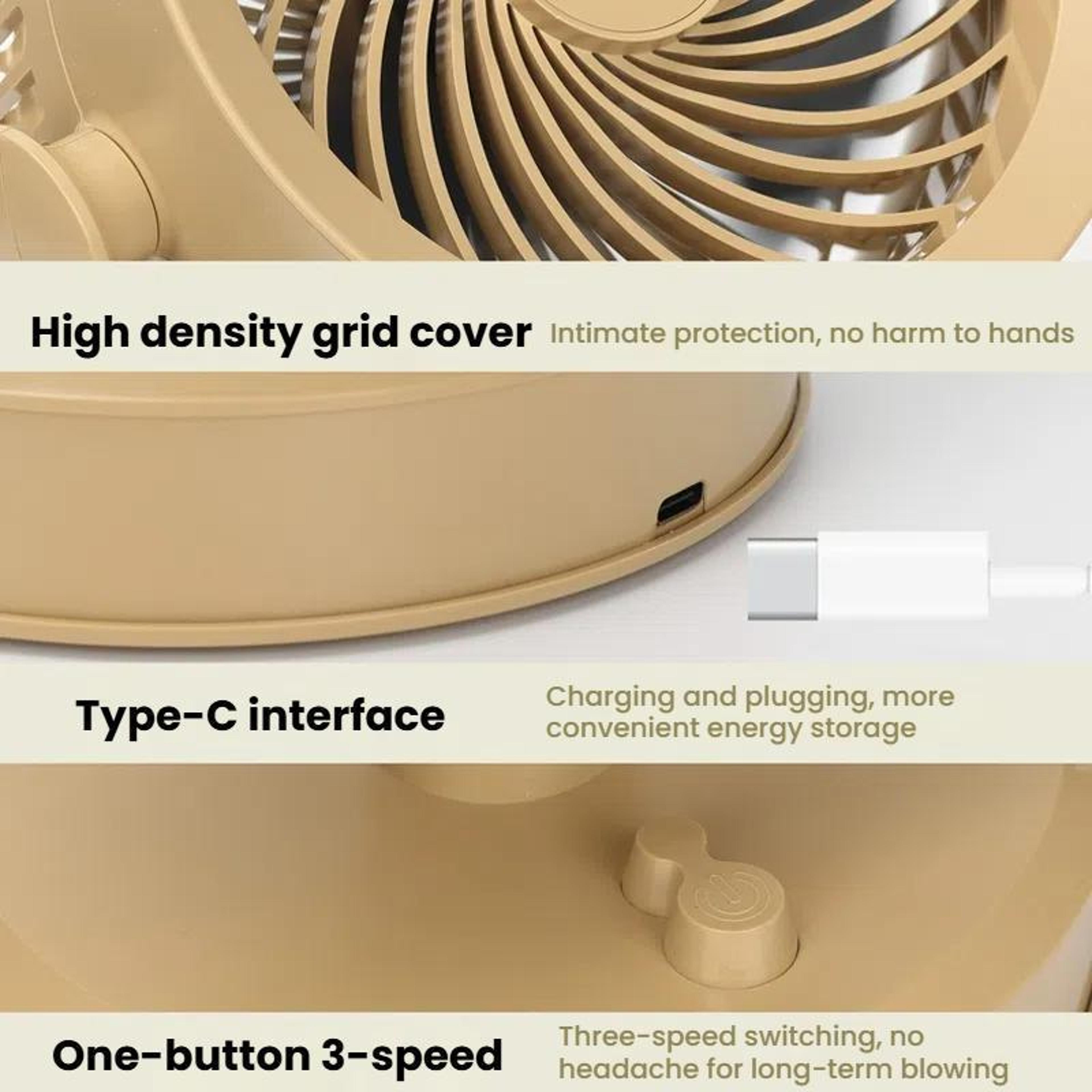 Portable Desk Fan USB Rechargeable Mini Table Fan With Adjustable Airflow And Warm Night Light 1