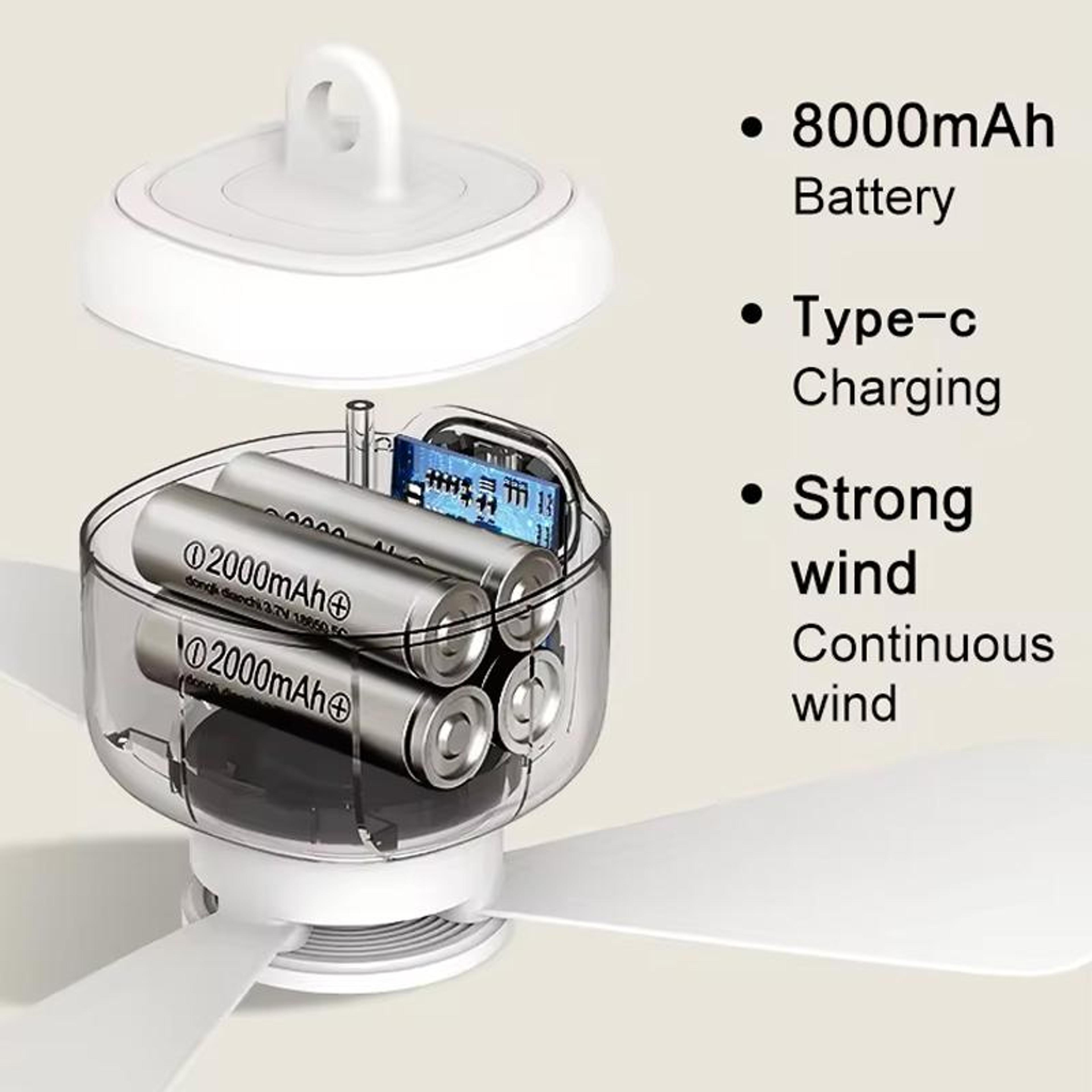 Rechargeable Portable Camping Fan With LED Light Remote Control And 8000mAh Battery 4