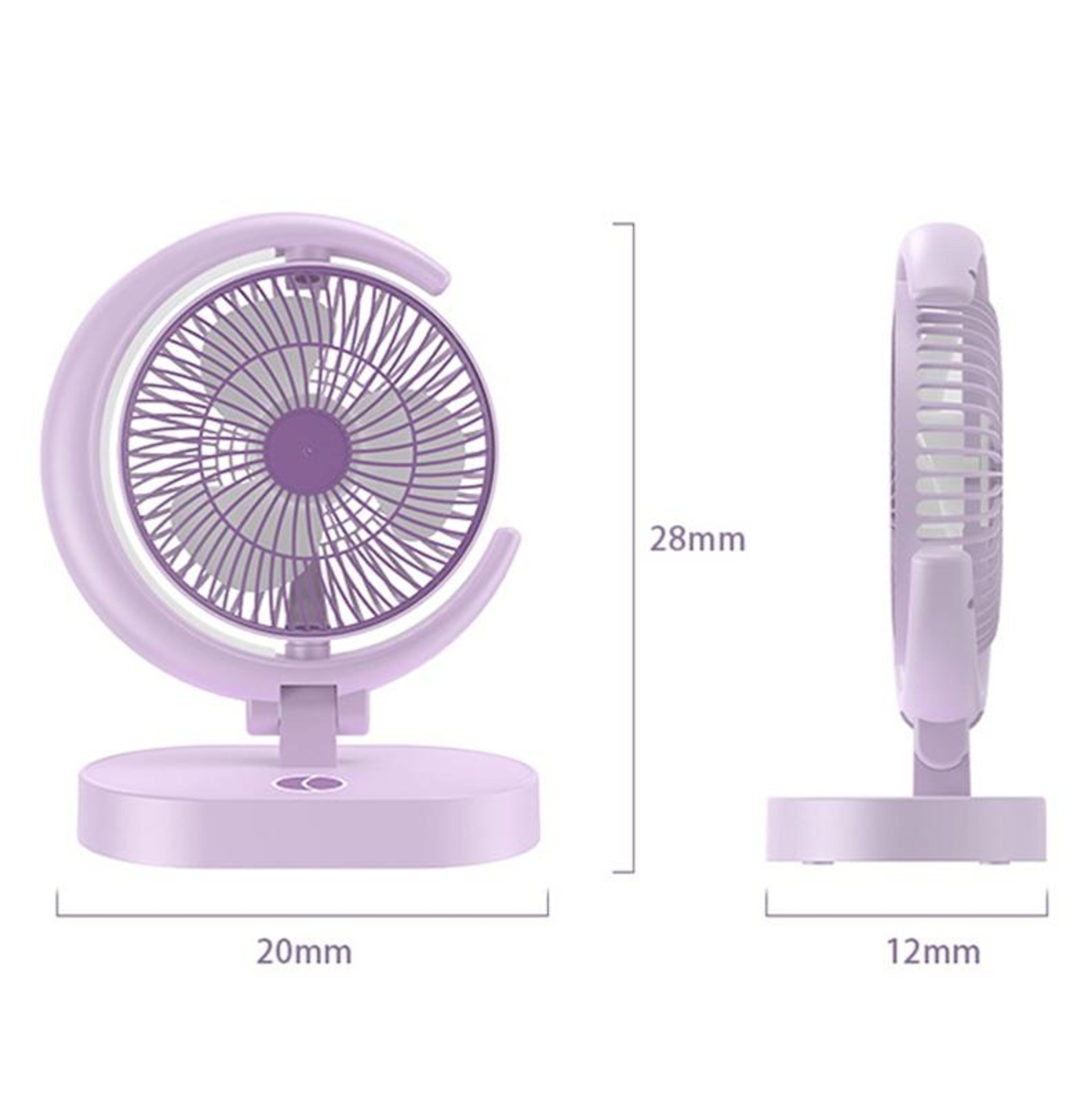 LF002 USB Rechargeable Desk Fan With LED Night Light Quiet Portable Mini Fan 2