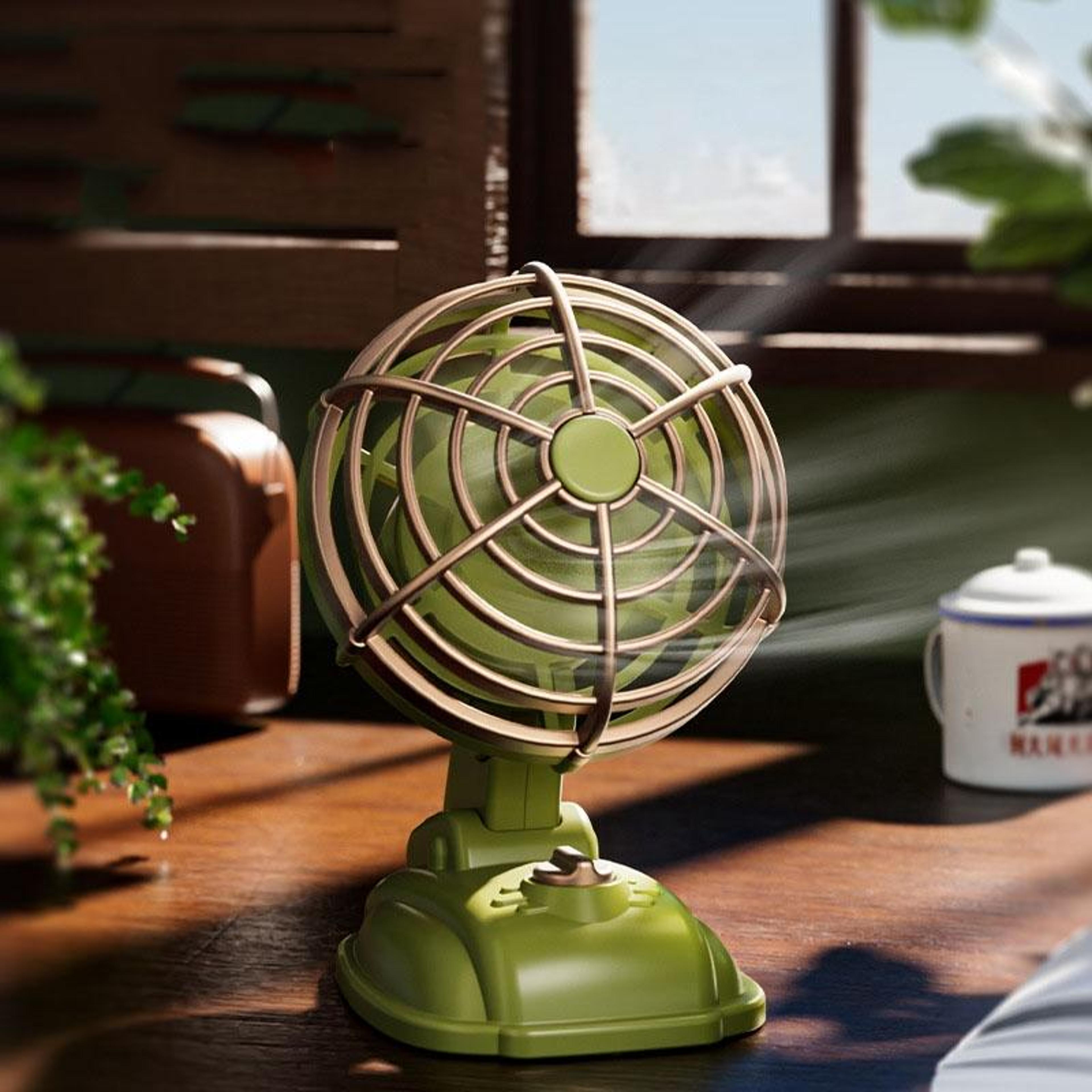 Retro USB Desk Fan Silent Portable Mini Rechargeable Desktop Fan For Home Office Travel 3