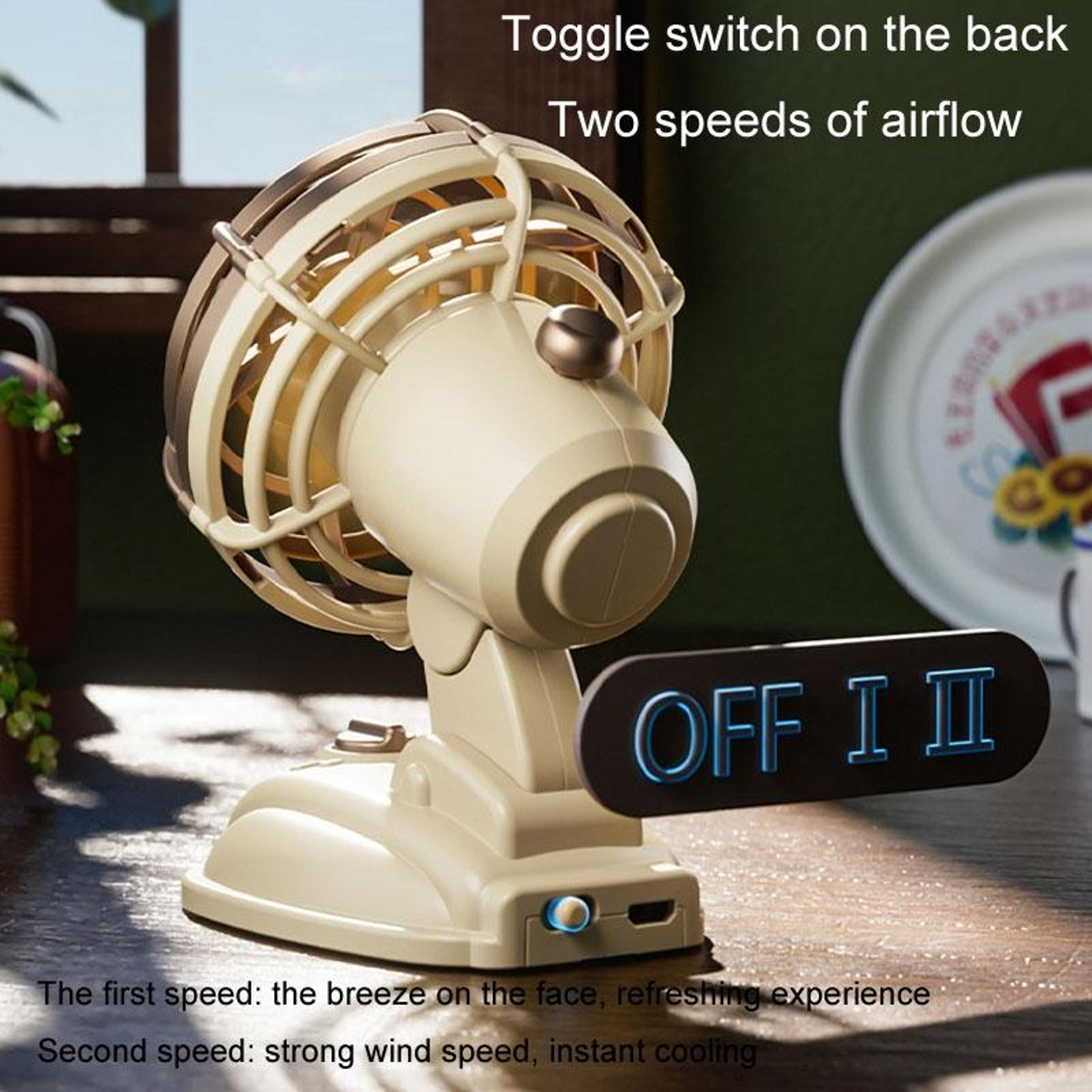 Retro USB Desk Fan Silent Portable Mini Rechargeable Desktop Fan For Home Office Travel 5
