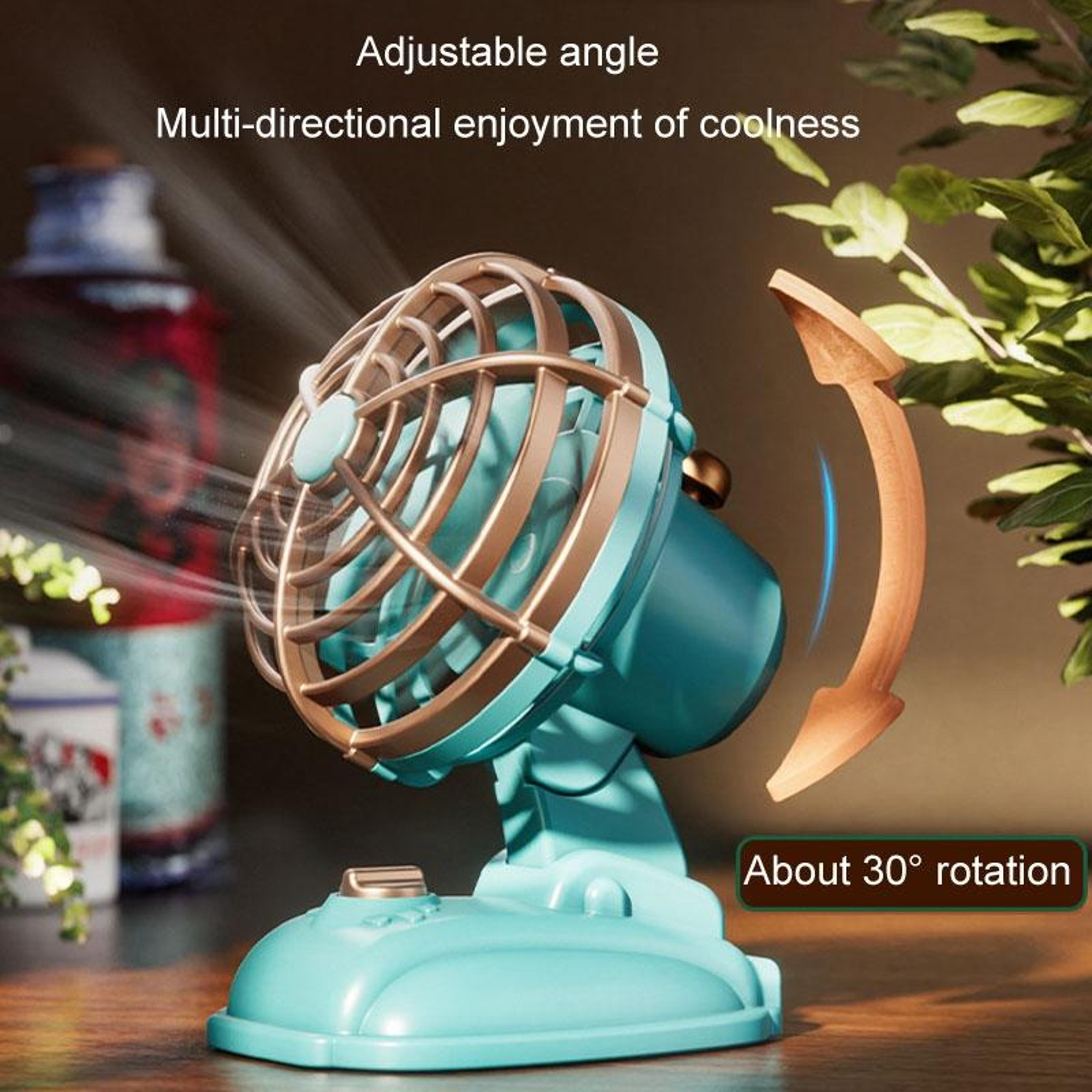 Retro USB Desk Fan Silent Portable Mini Rechargeable Desktop Fan For Home Office Travel 6