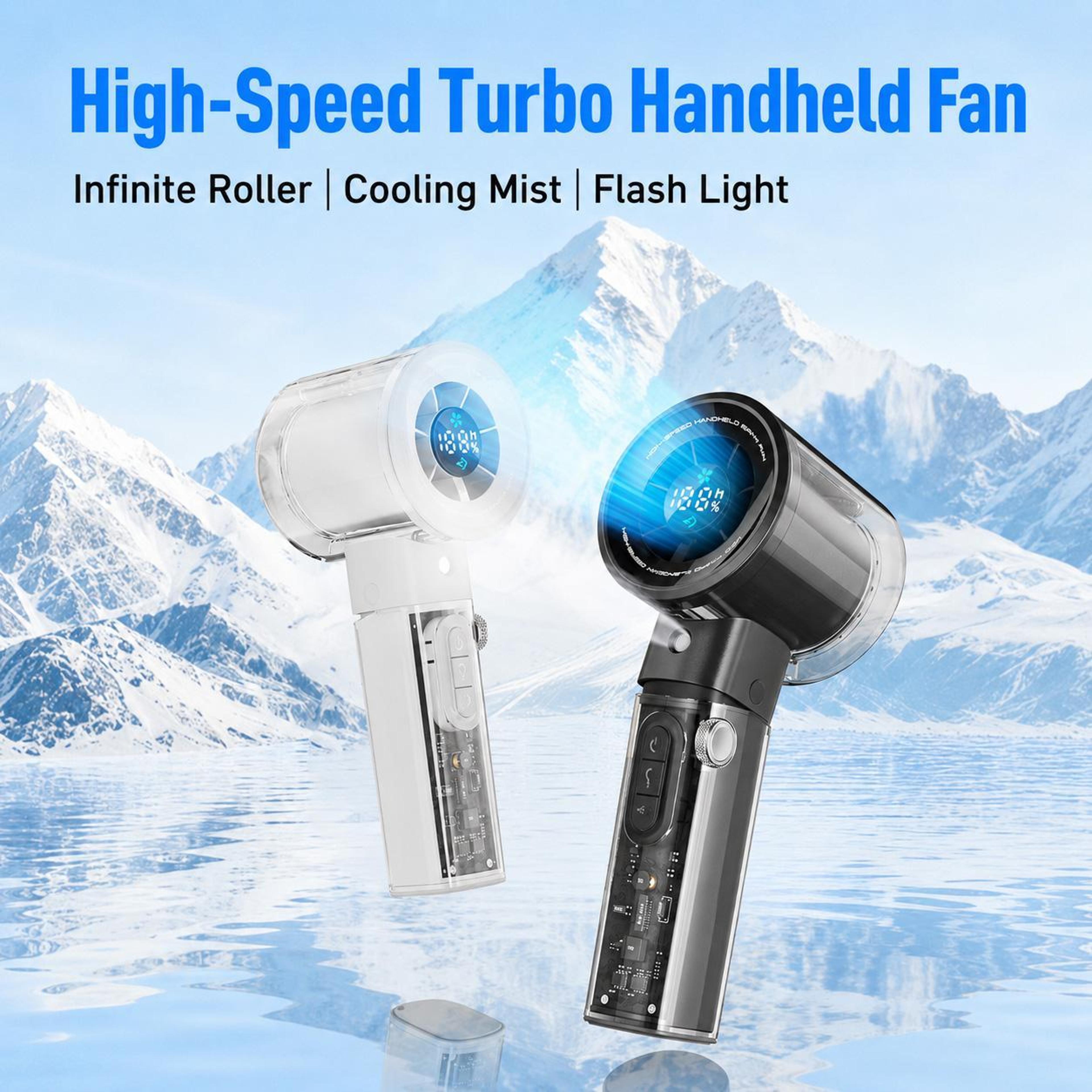 F3 Handheld Cooling Fan With Mist Spray LED Display And Stepless Speed Control Portable Mini Fan 1