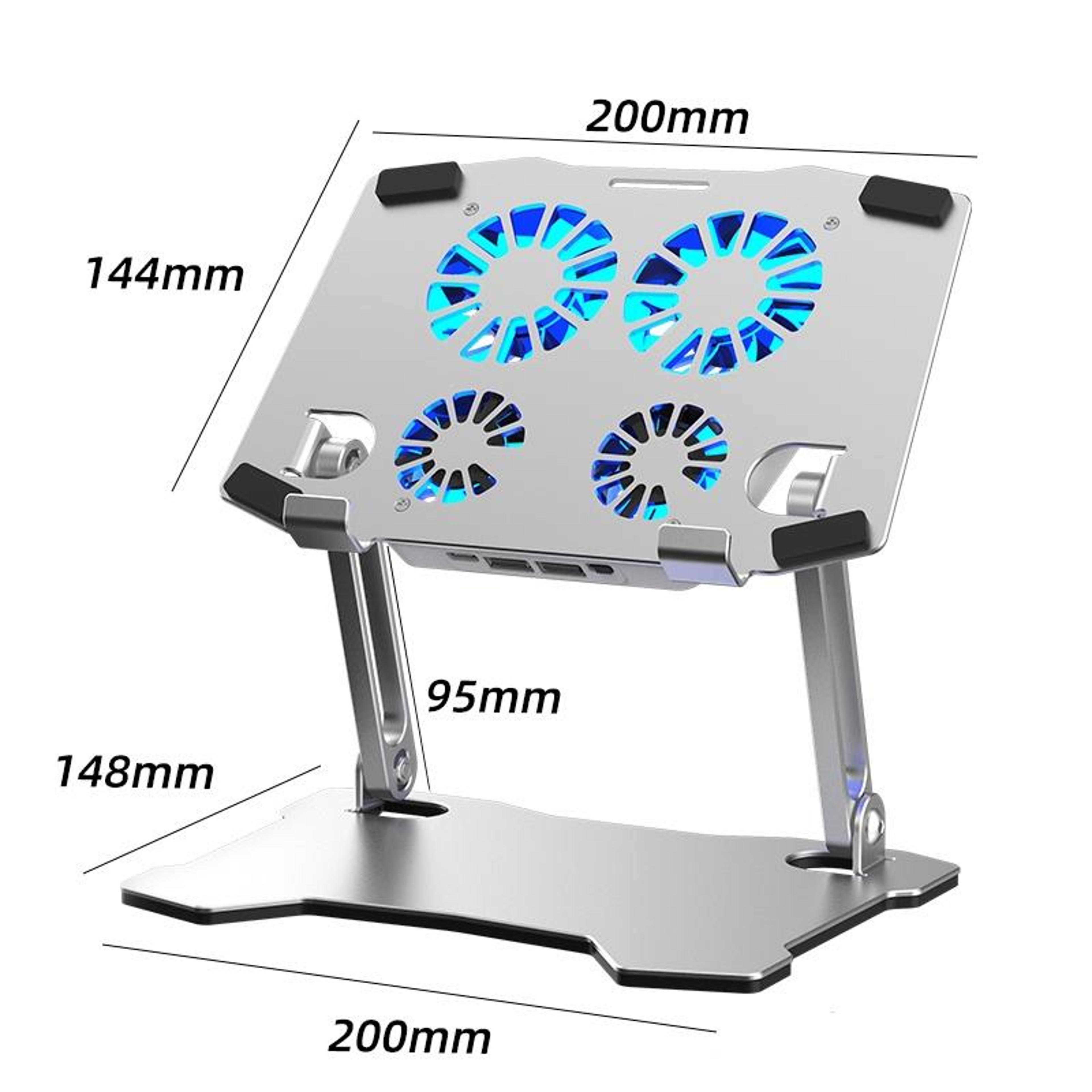 X16 Laptop Cooling Stand Aluminum Adjustable Laptop Stand With 4 Quiet Cooling Fans 6