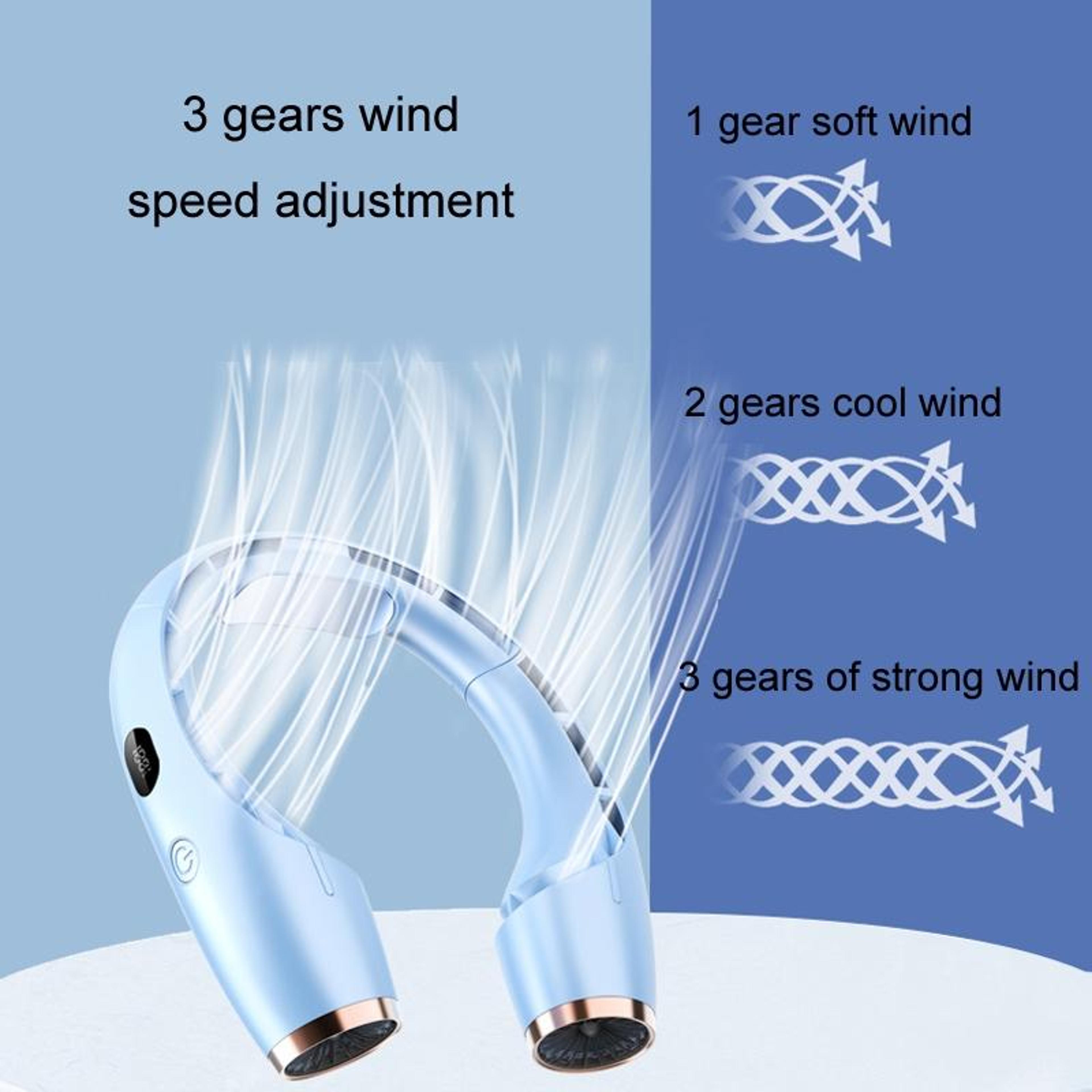 USB Charging Big Wind Cooling Leafless Hanging Neck Fan 5