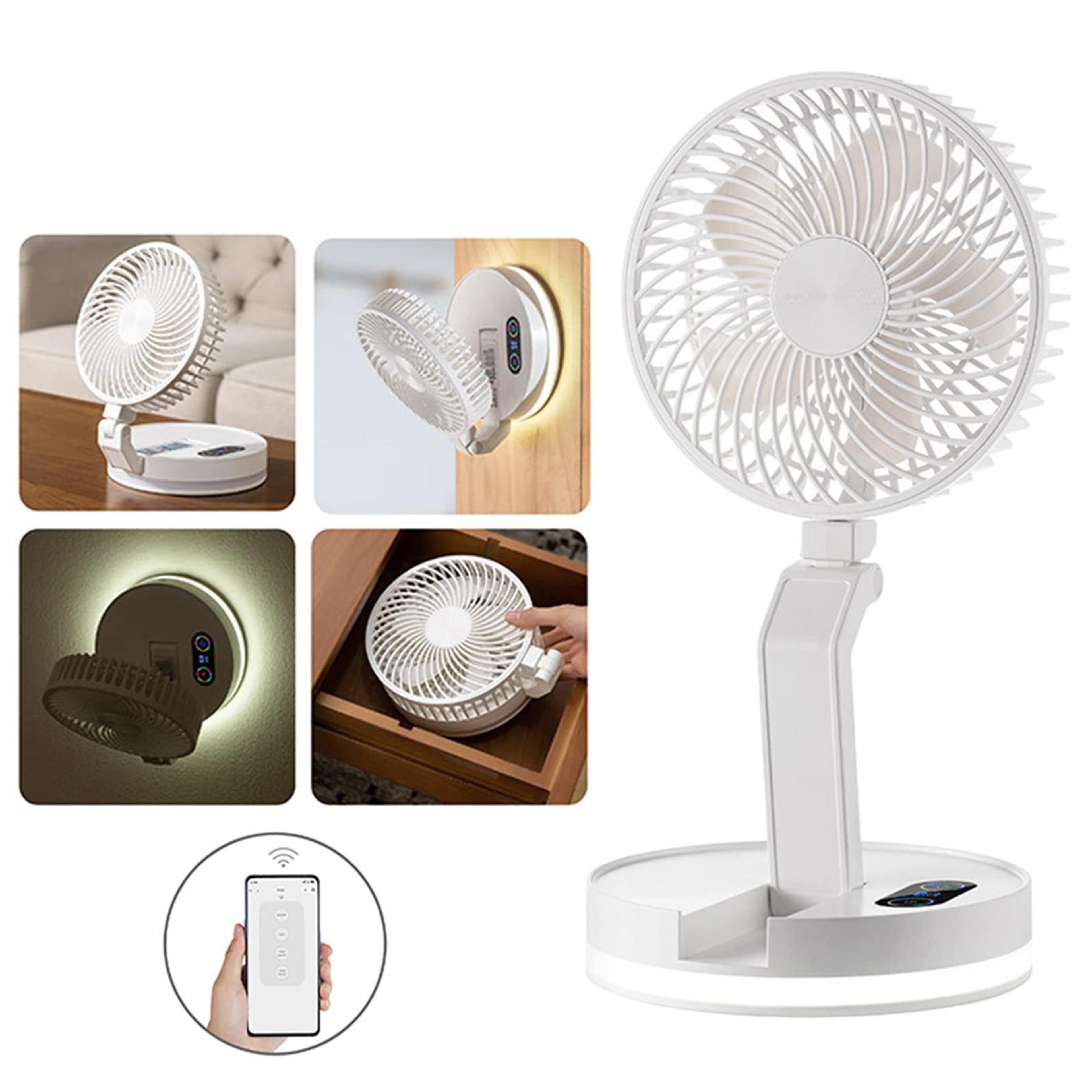 F200 Foldable Wall Mounted Fan With Remote Control LED Light Rechargeable Rotating Desktop Fan 3