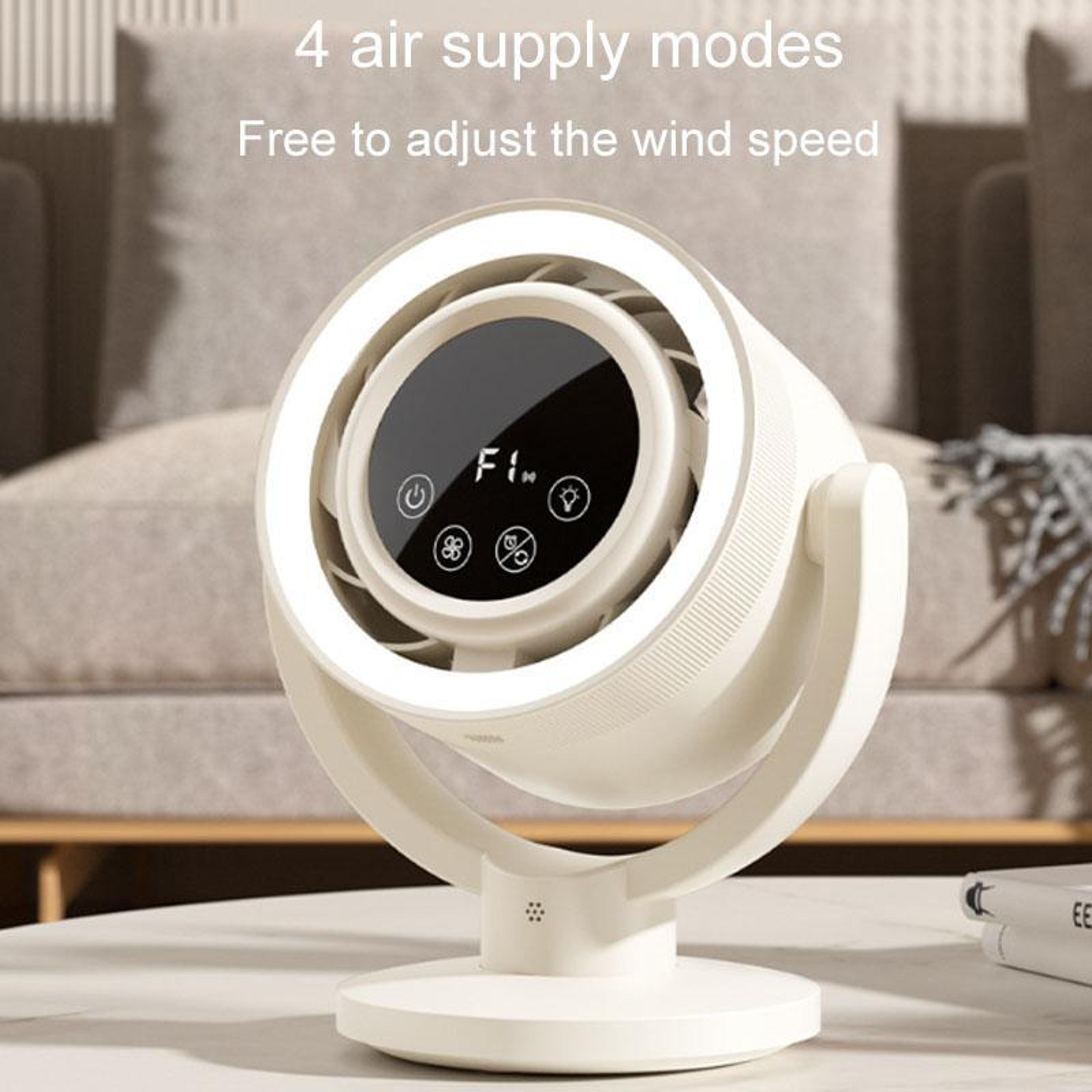 Smart Voice Control Desktop Air Circulation Fan With Touch Display Night Light USB Rechargeable Osc 9