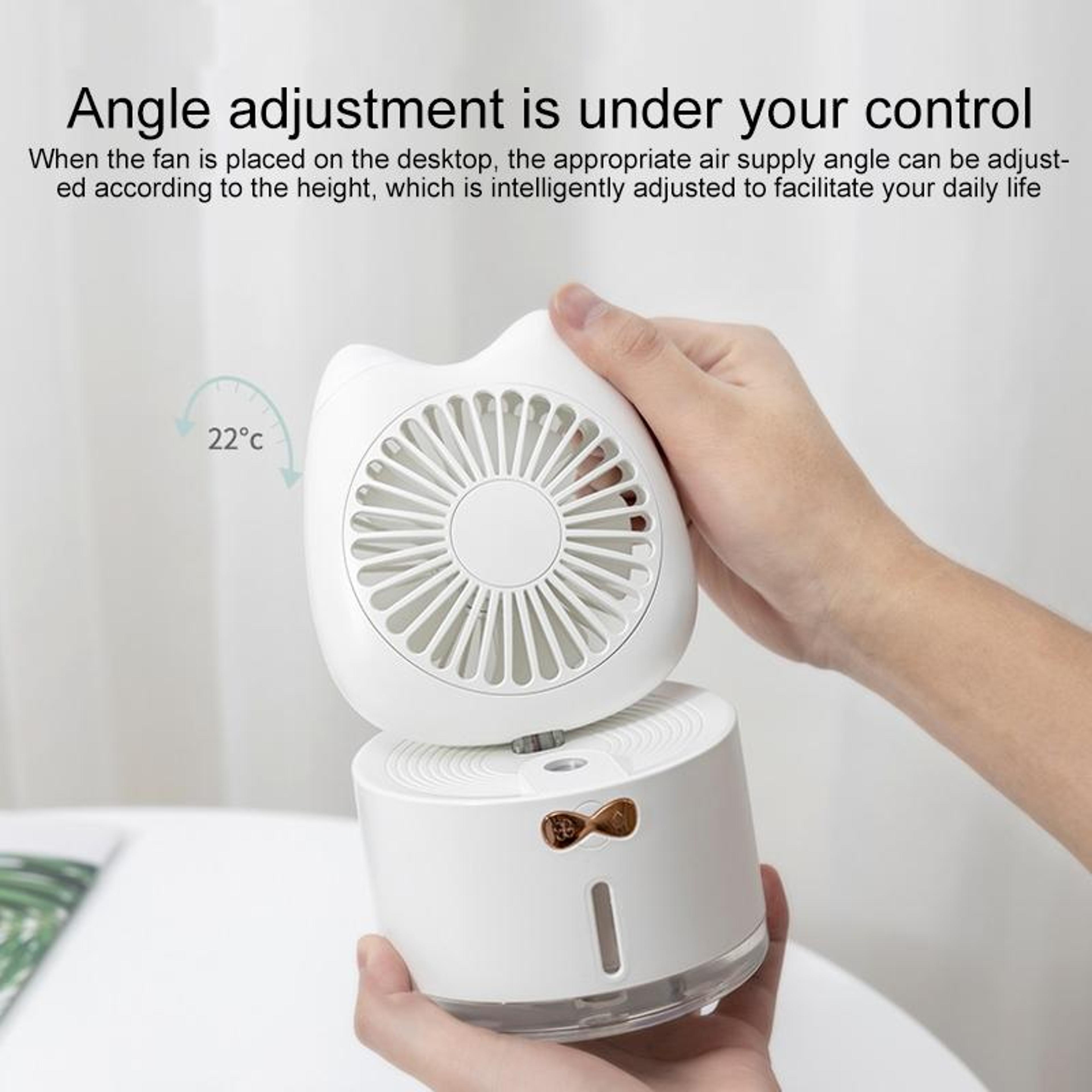Cat Shape Desktop Humidifier Fan Rechargeable Mist Fan With Adjustable Cooling Airflow 5