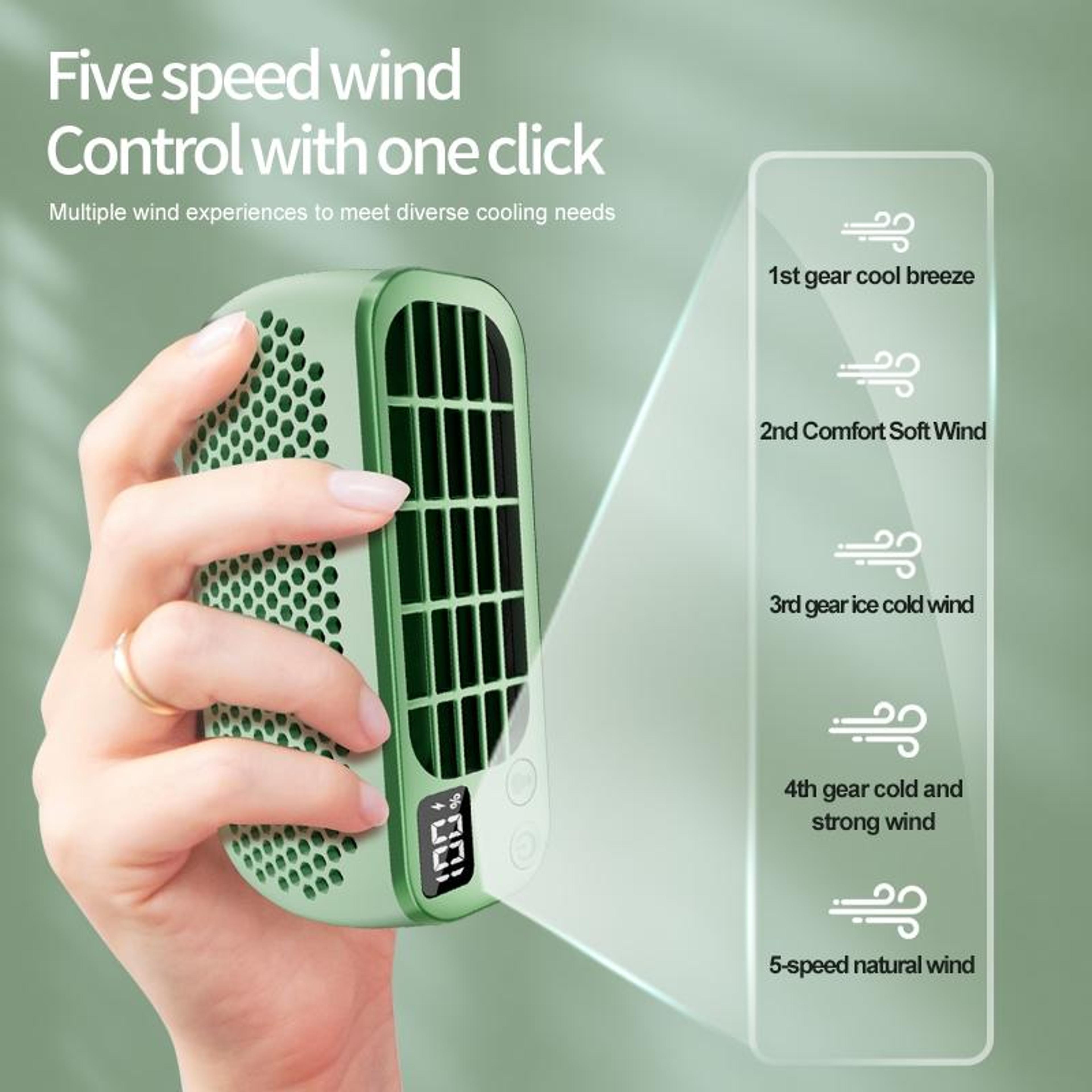 Portable Bladeless Fan USB Rechargeable Digital Display Mini Night Light Cooling Fan 6