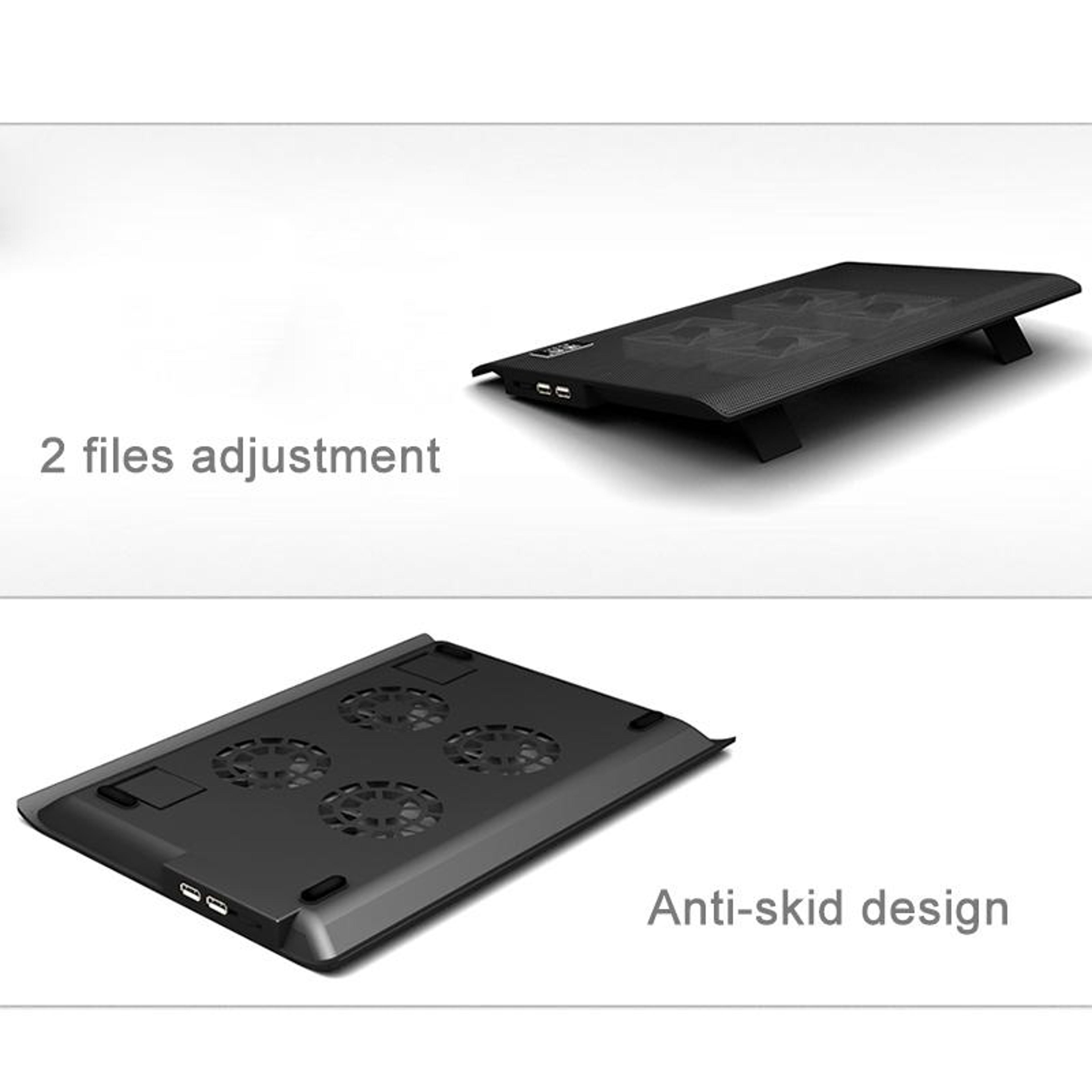 4 Fan Laptop Cooling Pad USB Powered Adjustable Silent Notebook Cooler Stand Black 4
