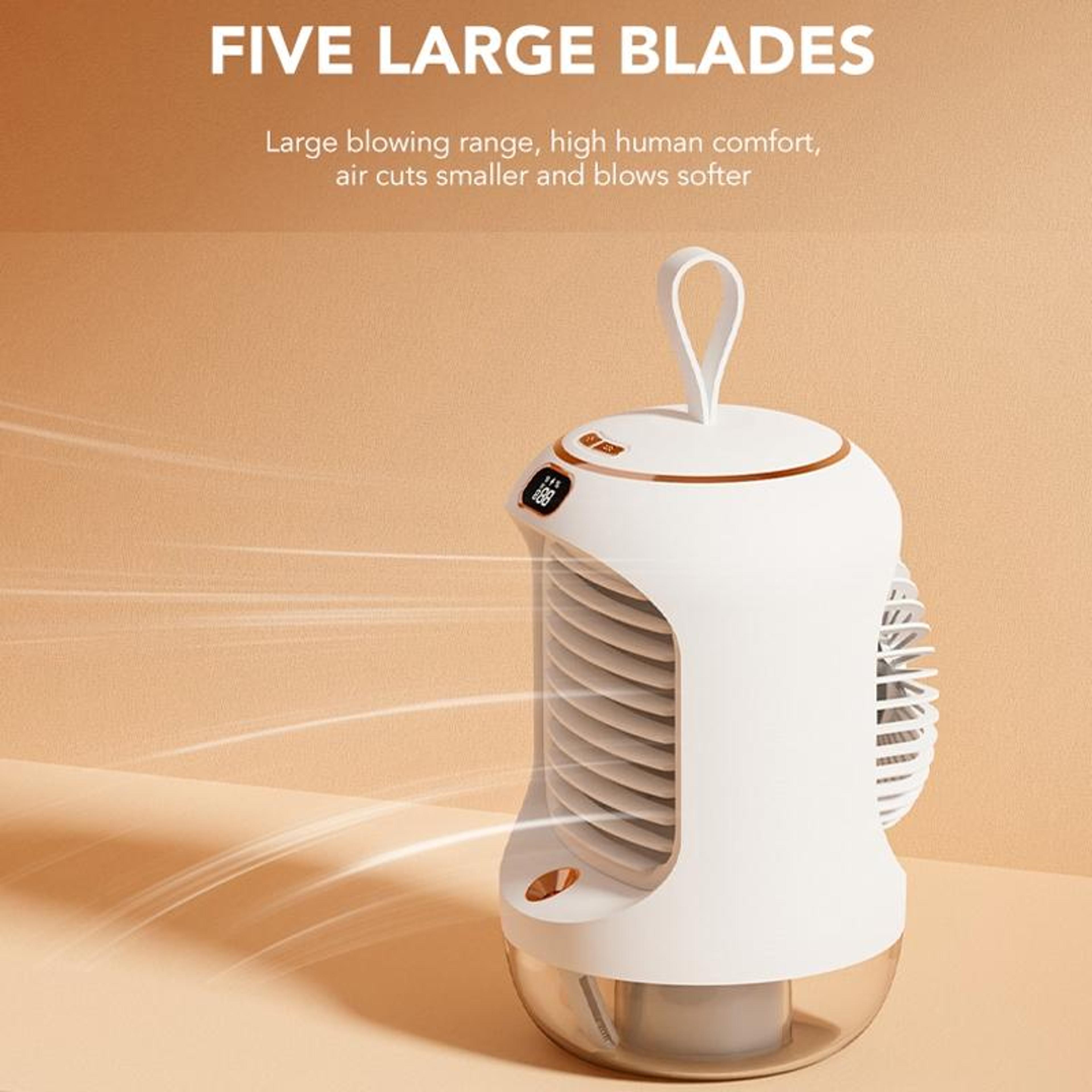 Portable Air Cooler Mist Cooling Fan With Humidifier USB Rechargeable Digital Display And Night Lig 3