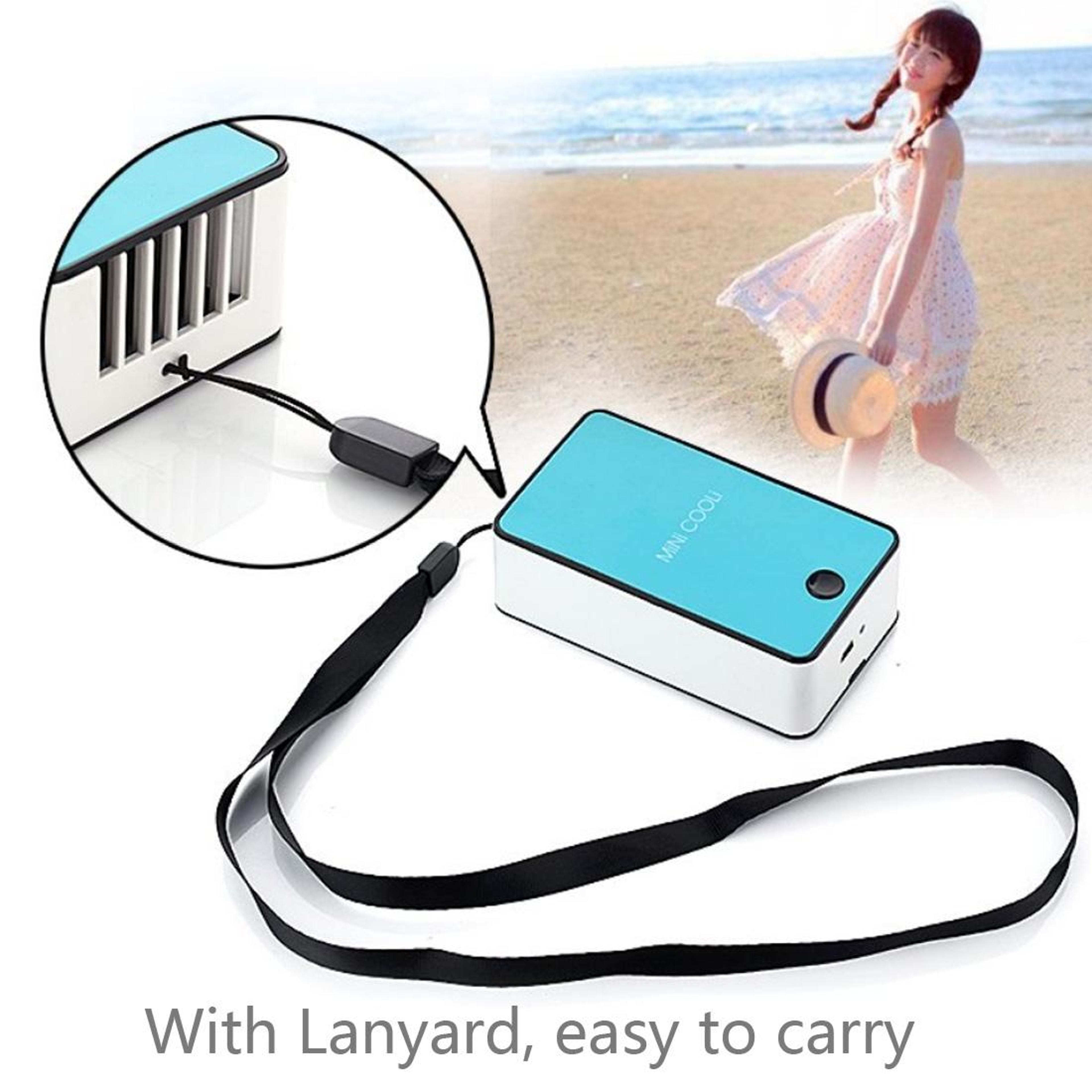 Portable Air Cooler USB Cooling Fan Rechargeable Handheld Mini Air Conditioner With Holder 5