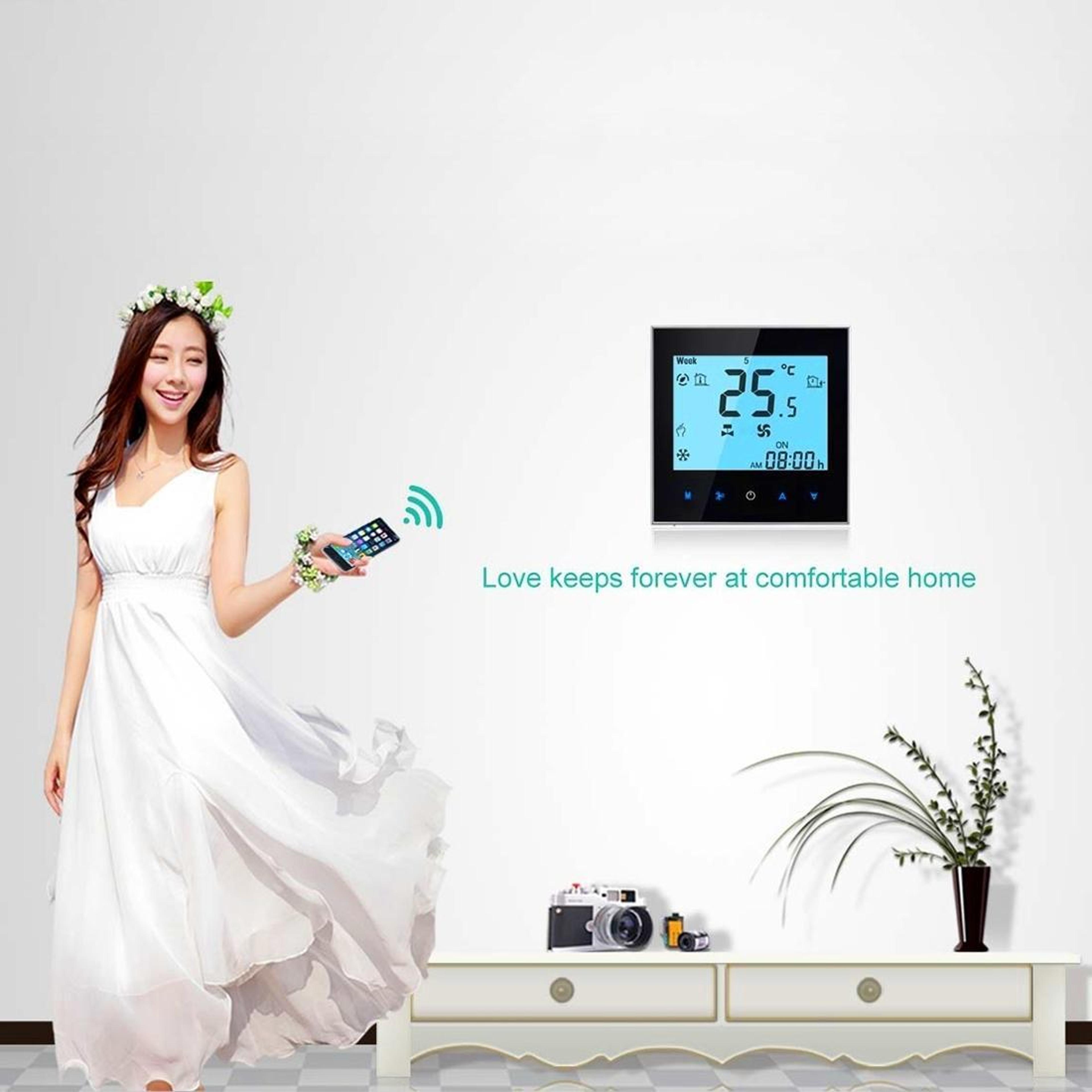 WiFi Programmable Room Thermostat LCD Smart AC Controller For 2 Pipe Fan Coil Units 3