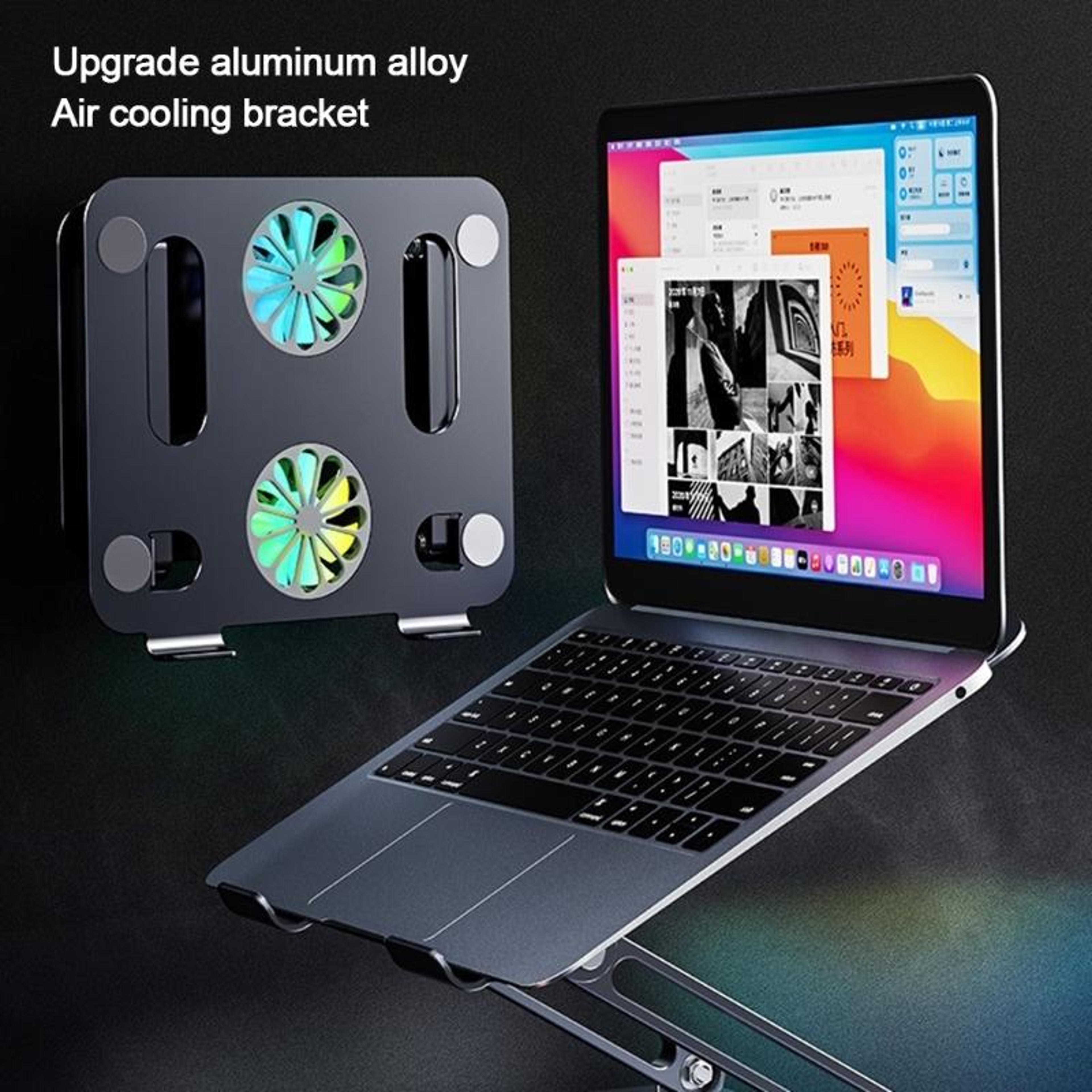 P43F Adjustable Laptop Stand With Laptop Cooling Stand Dual Fan Aluminum Alloy Foldable Riser 2