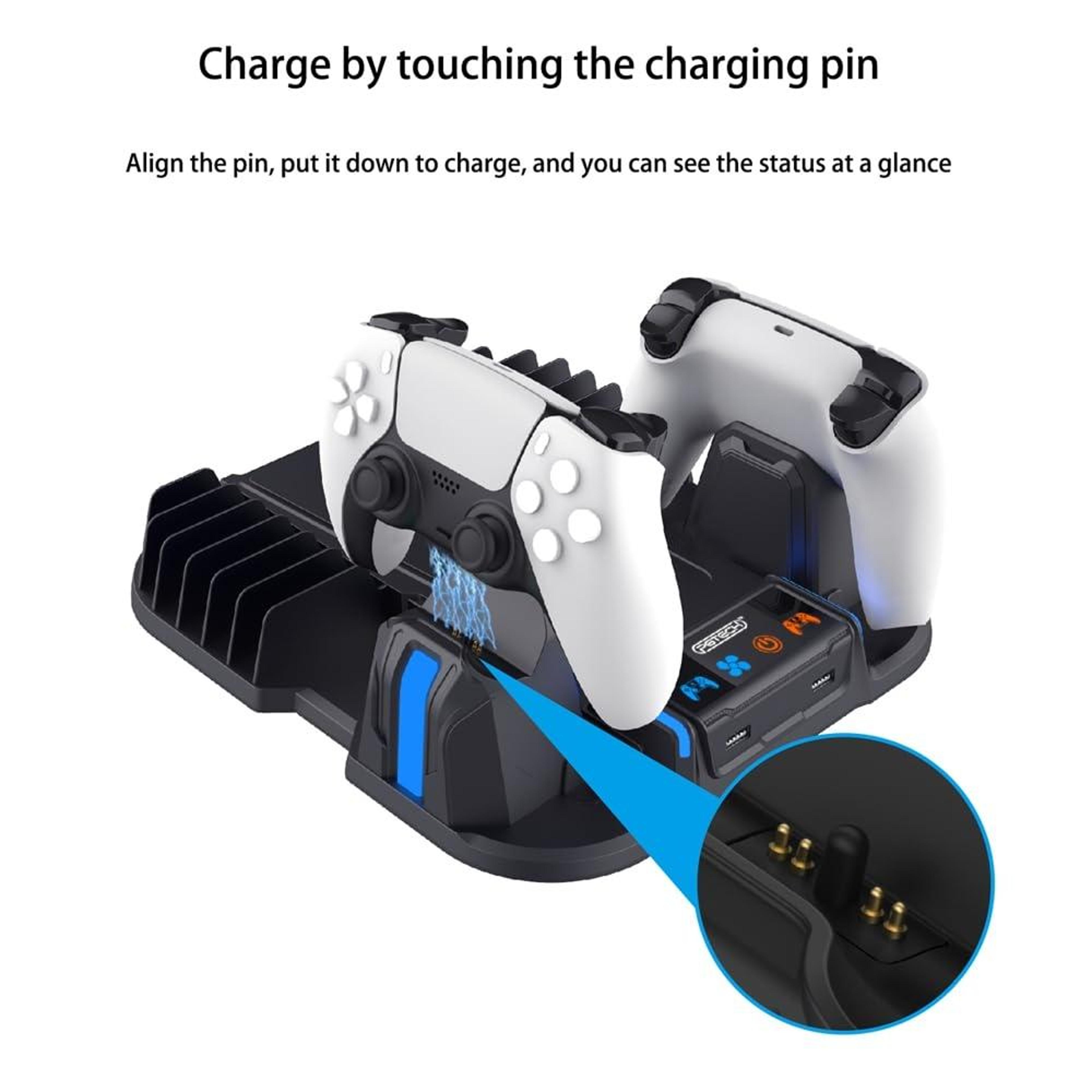 PS5 Slim Charging Station With Cooling Stand DualSense Controller Charger And Game Disc Storage 4