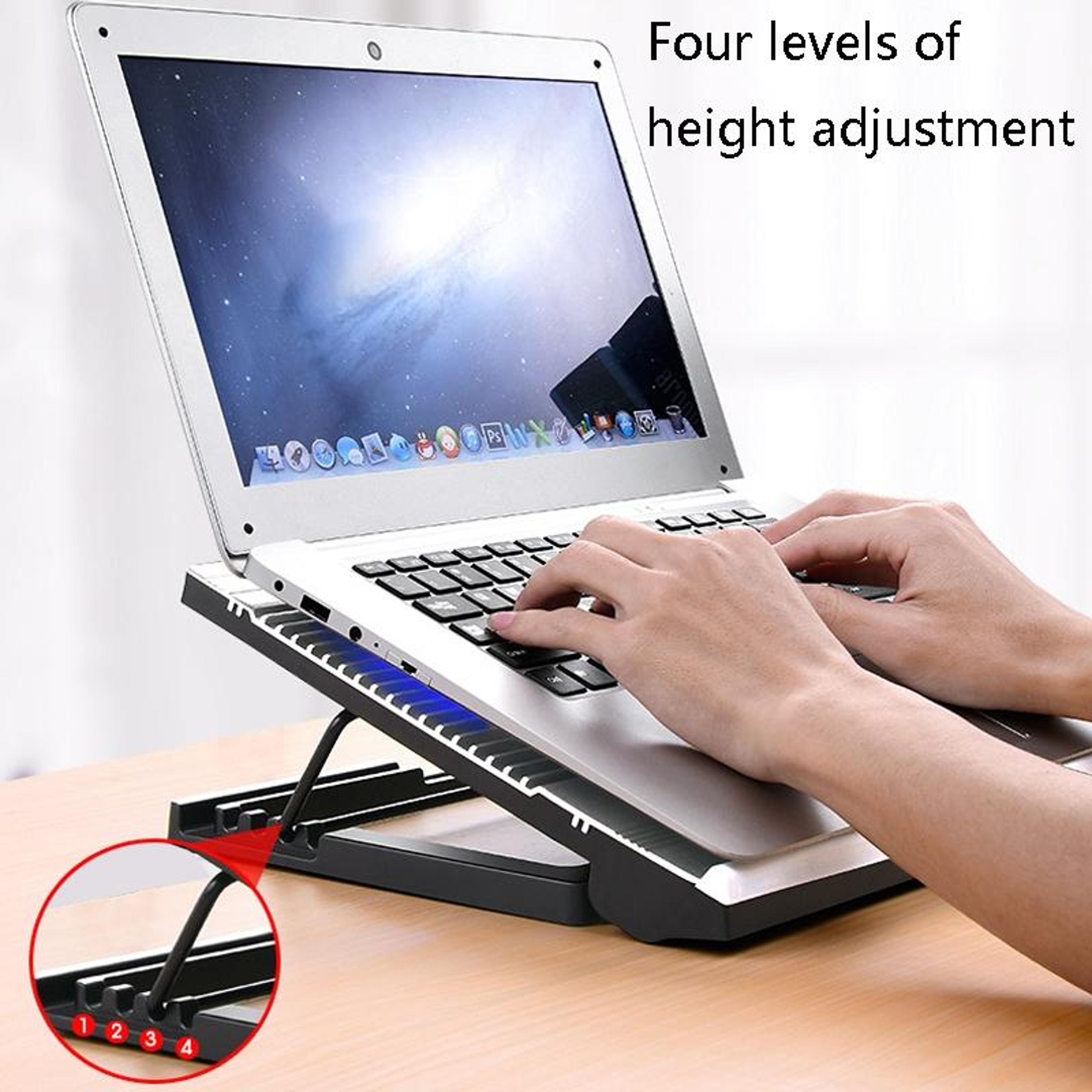 T10 Laptop Cooling Pad Adjustable Aluminum Laptop Stand With Dual Turbo Fans 3