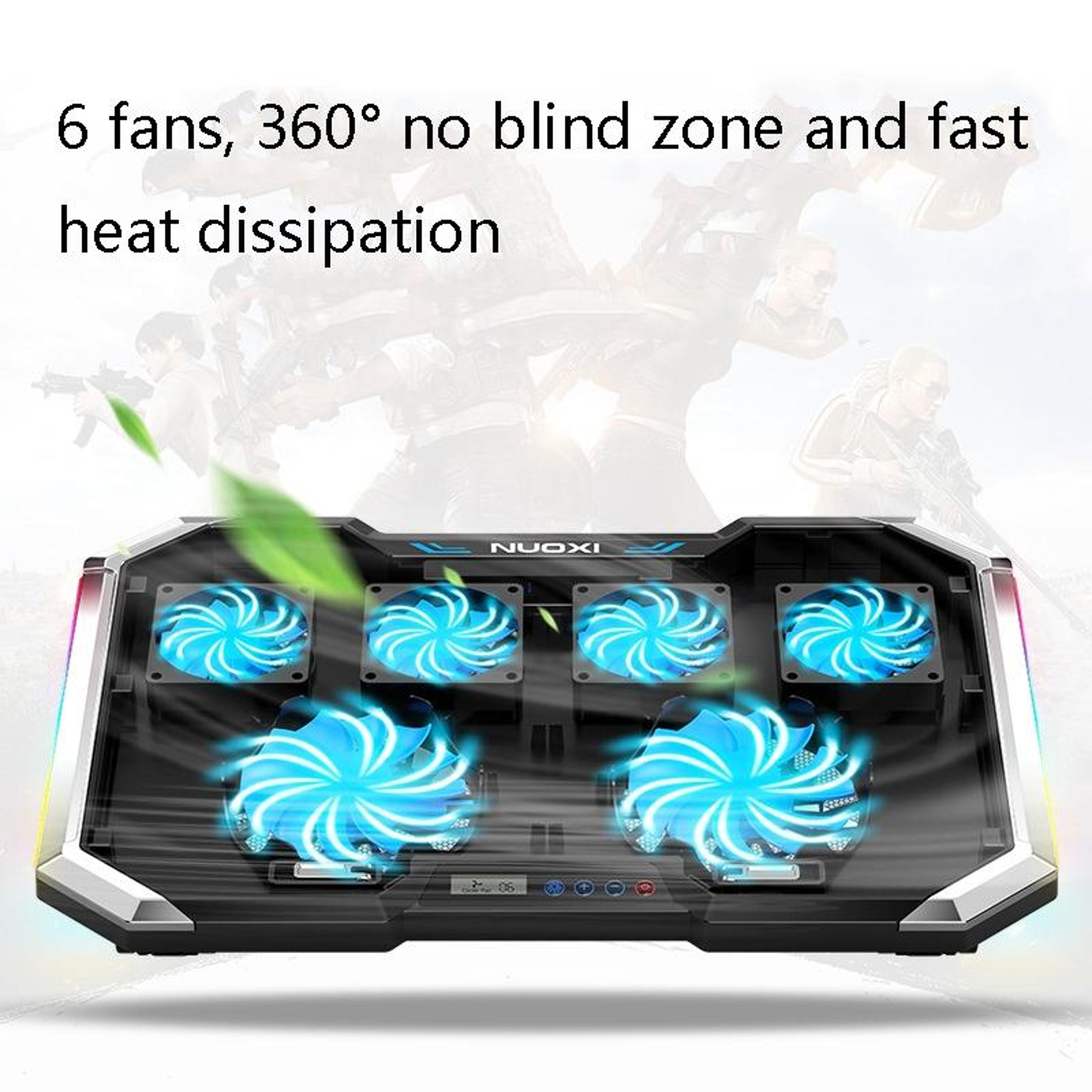 Q8 Laptop Cooling Pad With LCD Display RGB Lighting 6 Fan Notebook Cooler For Up To 18 Inch Laptops 2