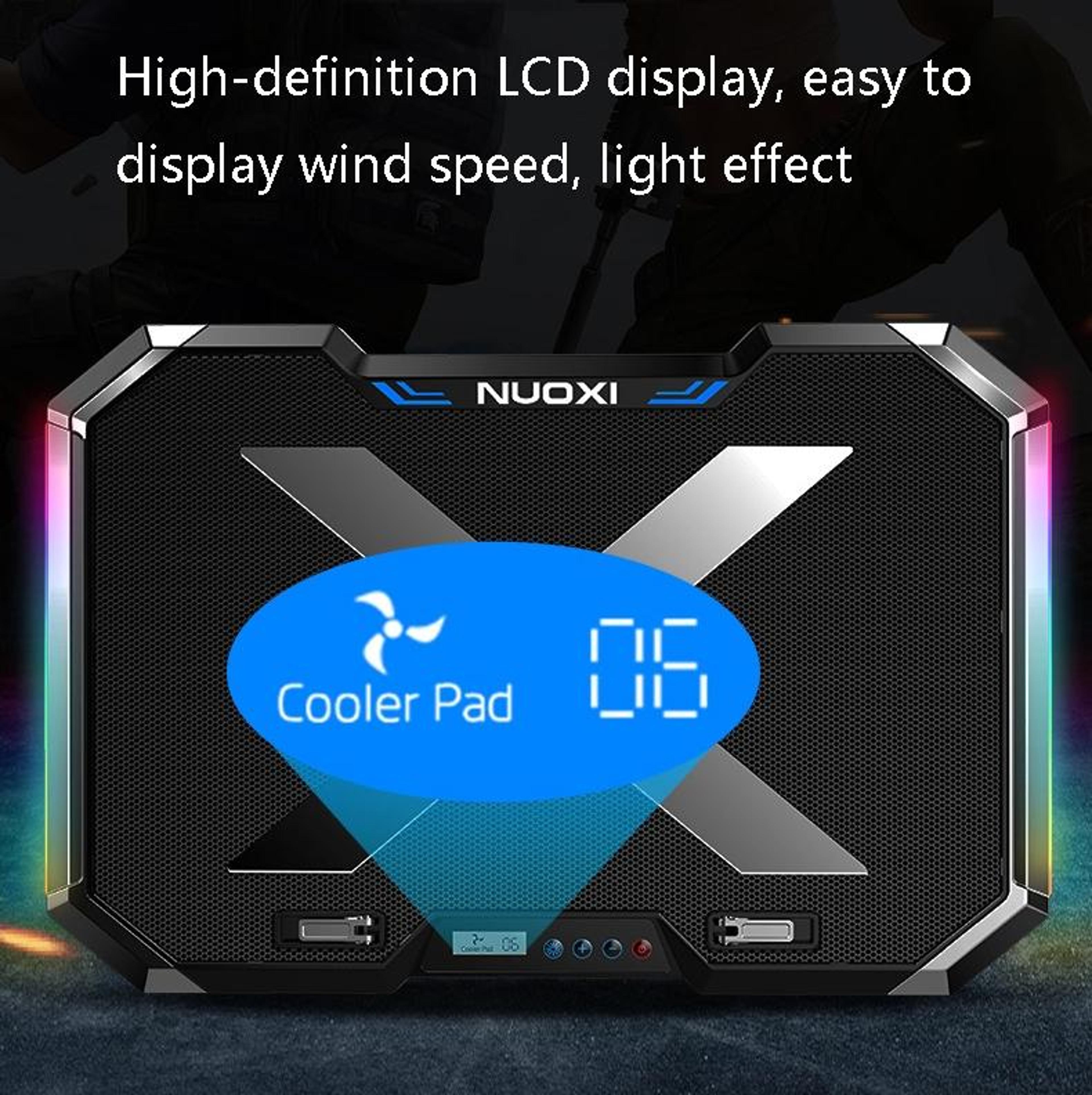 Q8 Laptop Cooling Pad With LCD Display RGB Lighting 6 Fan Notebook Cooler For Up To 18 Inch Laptops 5