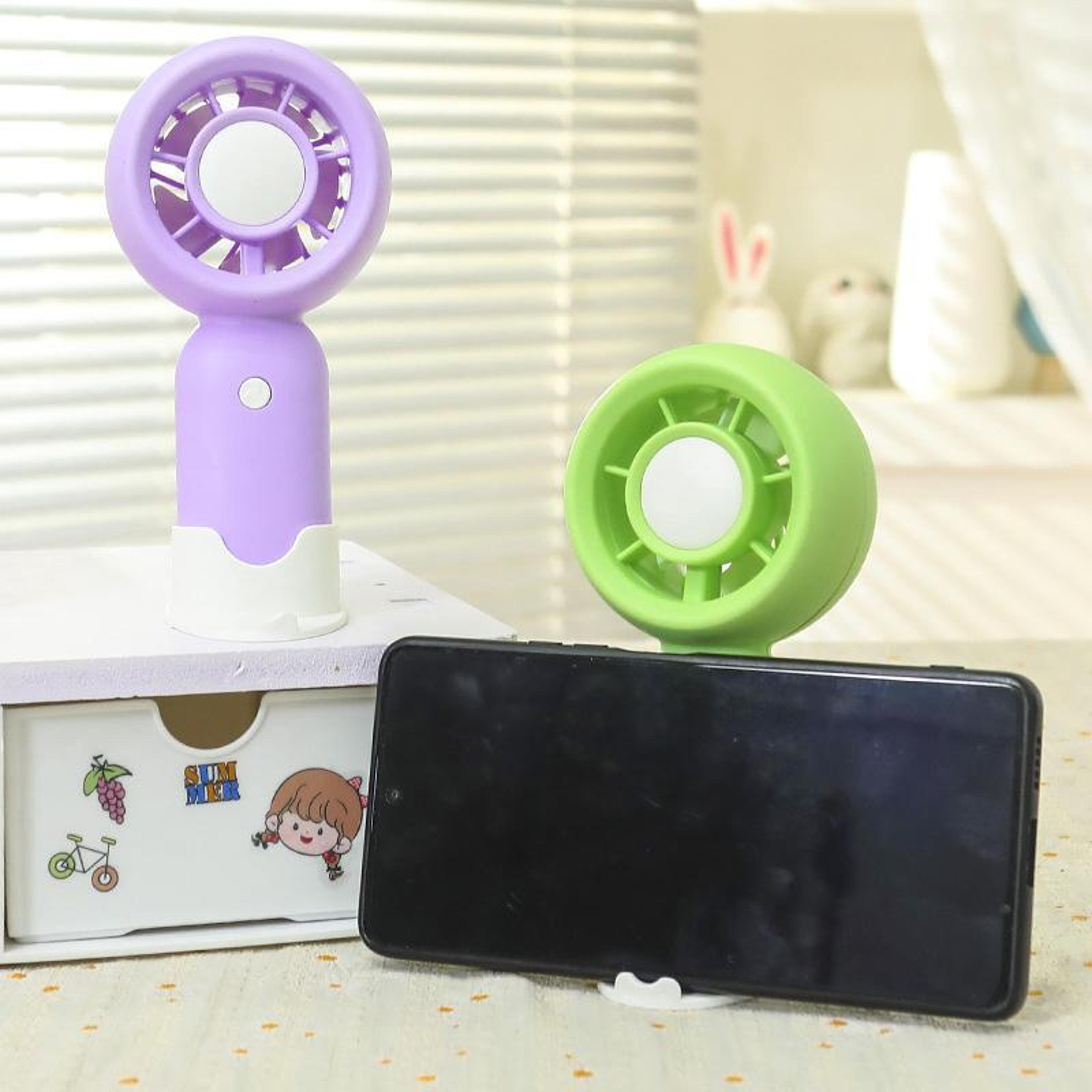 Portable Camping Fan With Phone Holder Base 3 Speed Handheld Rechargeable Fan For Travel Office And 5